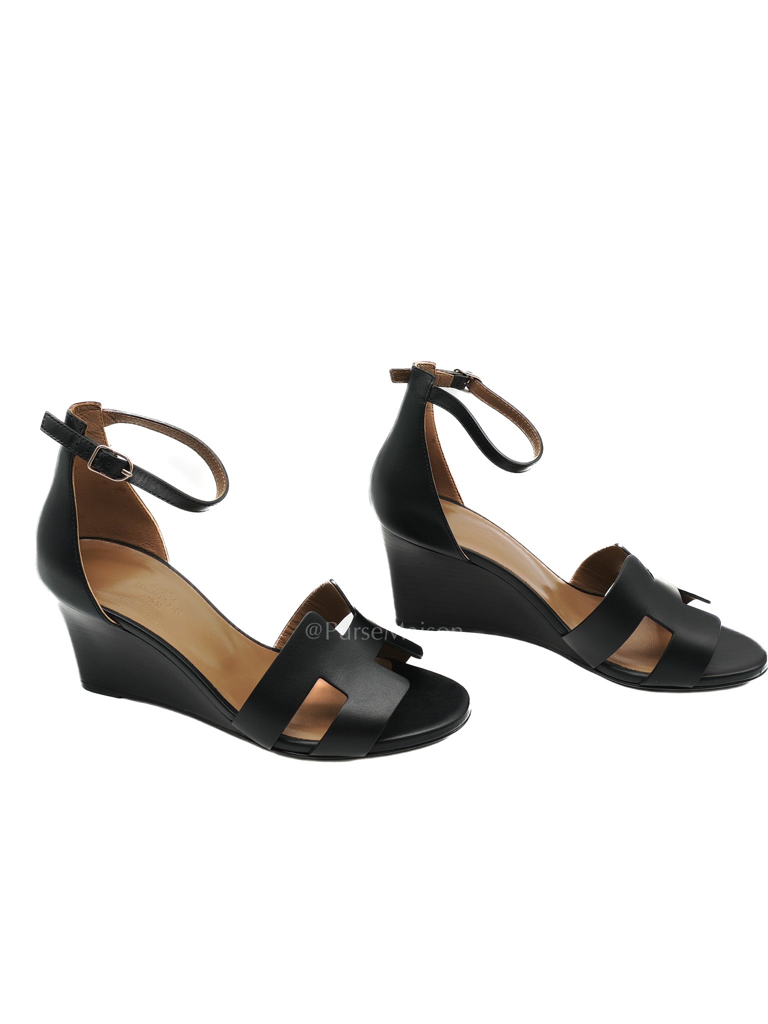 Legend in Black Swift Leather Sandals Size 37EU (24cm) | Purse Maison Luxury Bags Shop