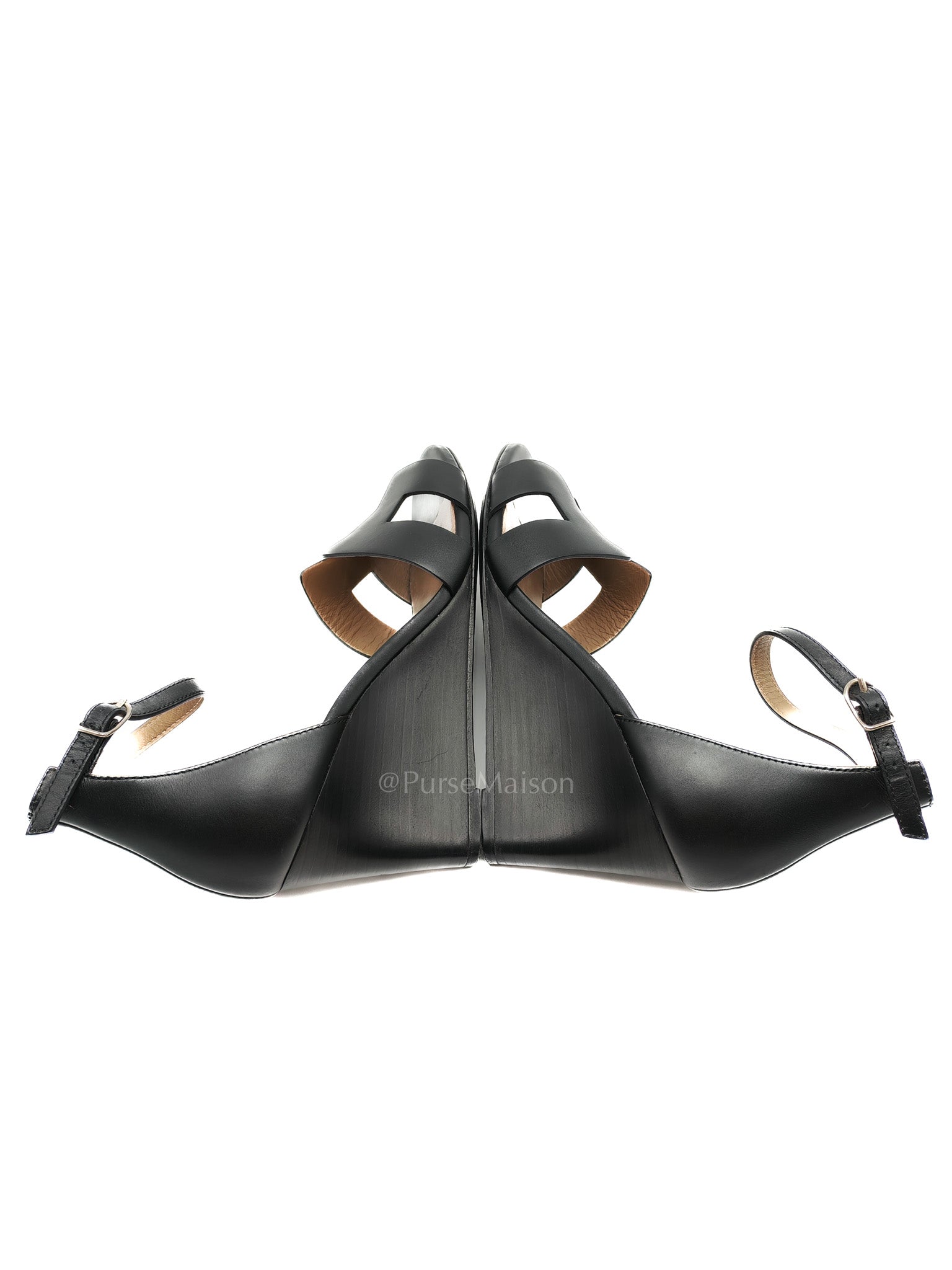 Legend in Black Swift Leather Sandals Size 37EU (24cm) | Purse Maison Luxury Bags Shop