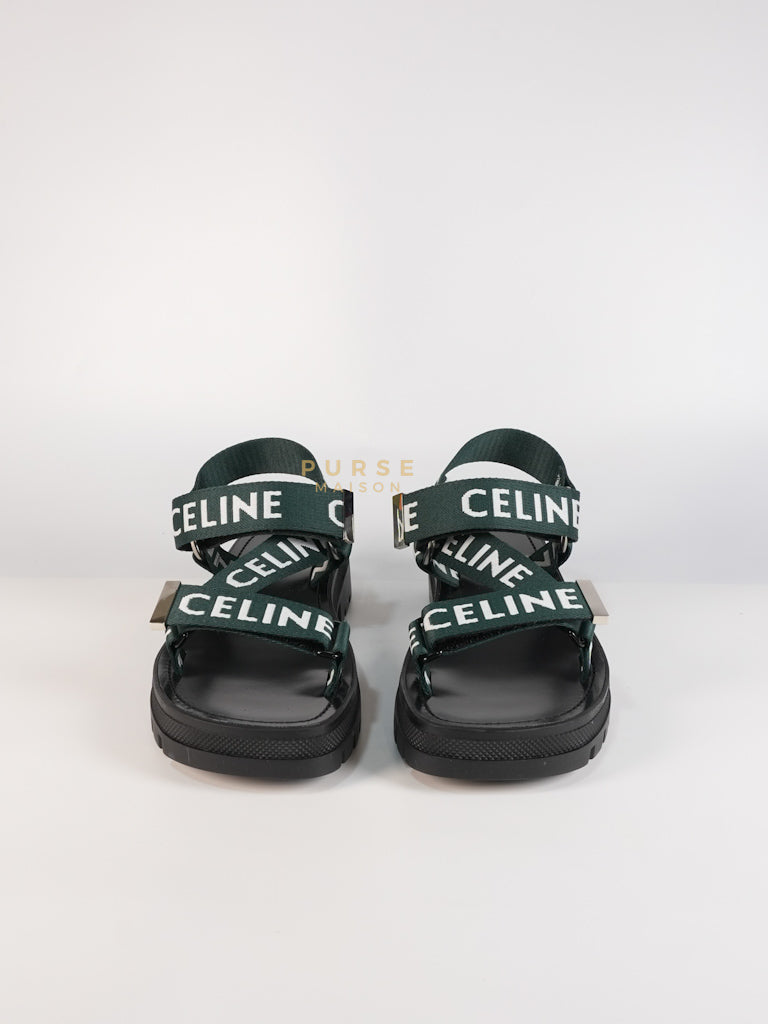 Leo Sandals in Black/Green Size 38 EU (24cm) | Purse Maison Luxury Bags Shop