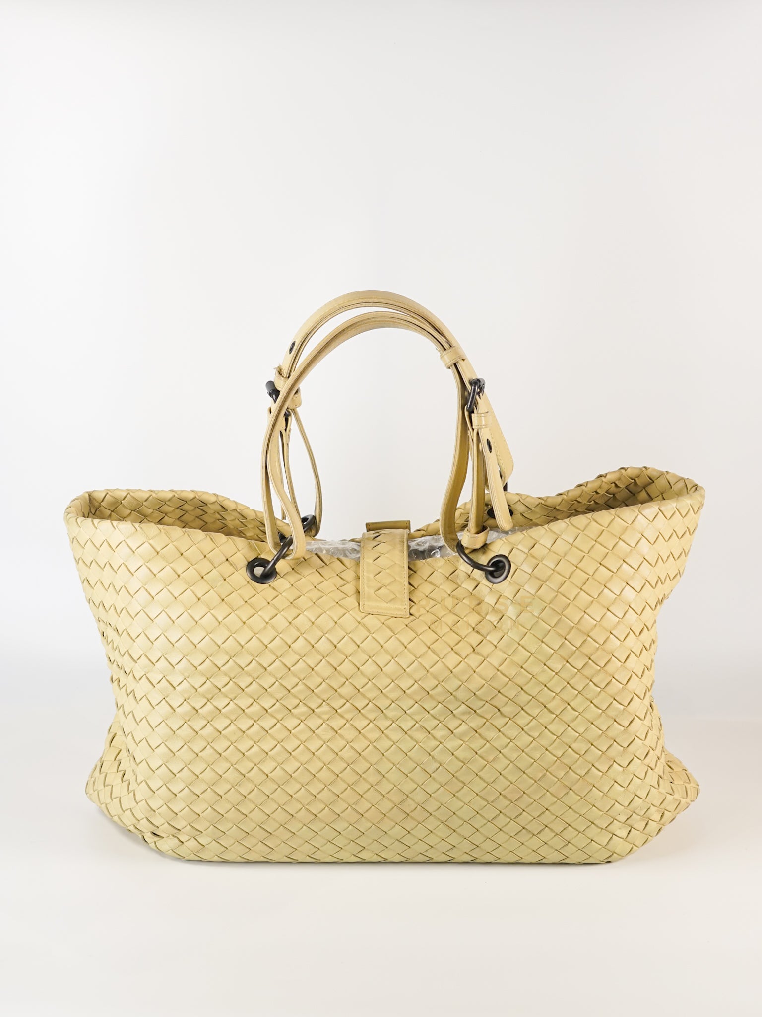 Light Beige Roma Intrecciato Leather Tote Bag | Purse Maison Luxury Bags Shop