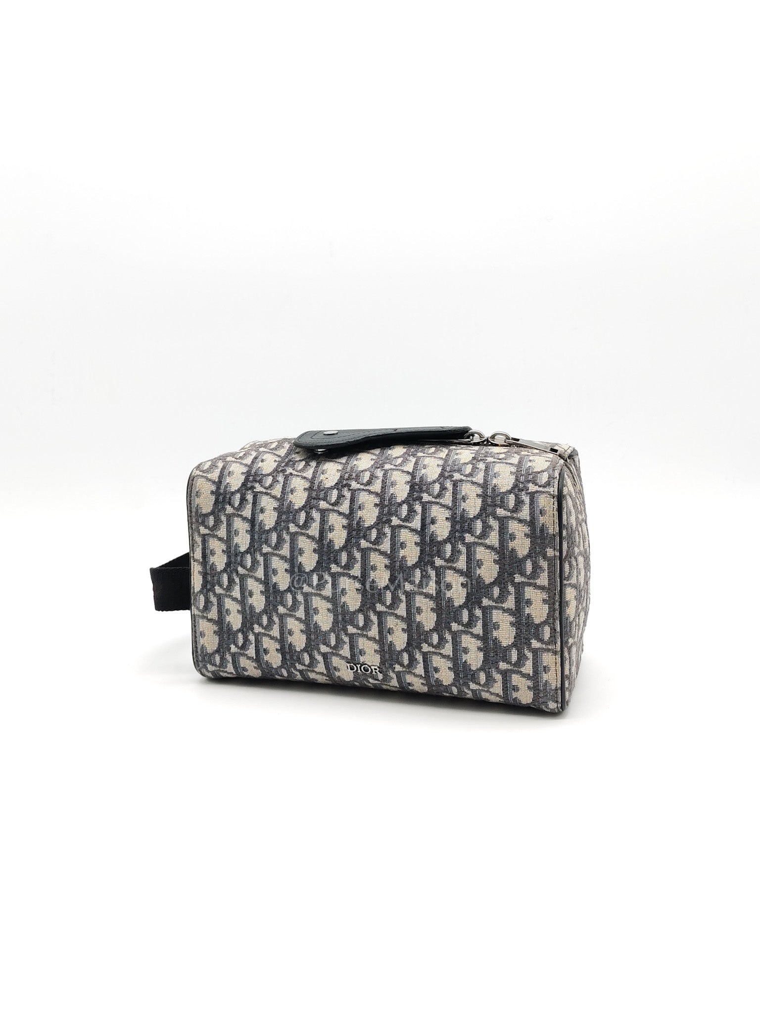 Lingot 22 Toiletry Pouch in Blue Oblique Jacquard Canvas