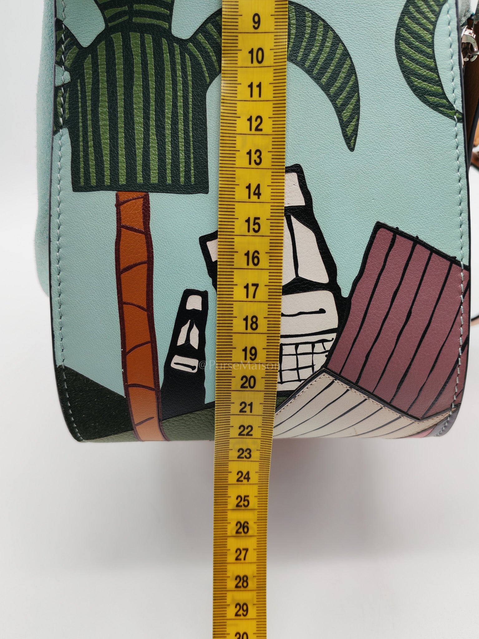 x Ken Price Hammock Bag Small in Multicolor Mint Green, Tan and Blue Cartoon Palm Trees Design