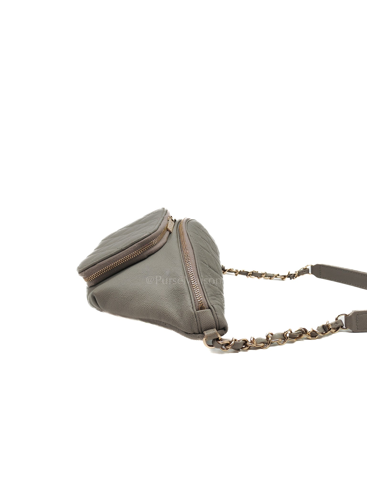 Bussiness Affinity Waist Bag in Gray Caviar Leather and Light Gold Hardware Series 27