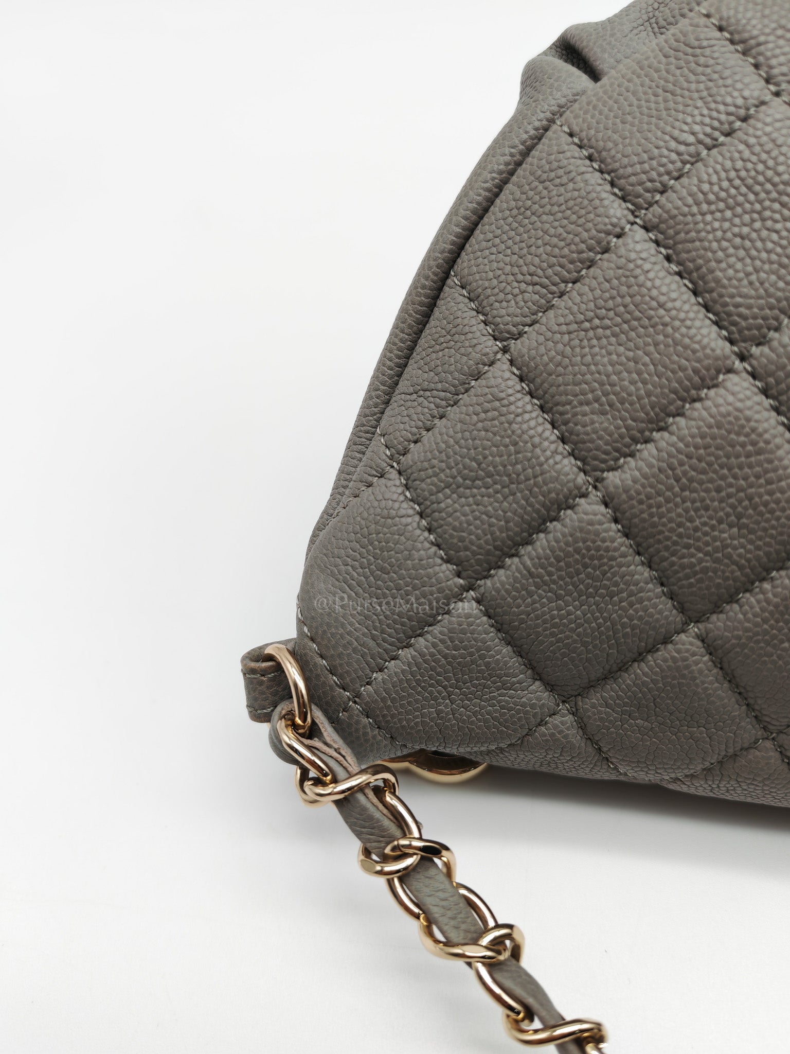 Bussiness Affinity Waist Bag in Gray Caviar Leather and Light Gold Hardware Series 27