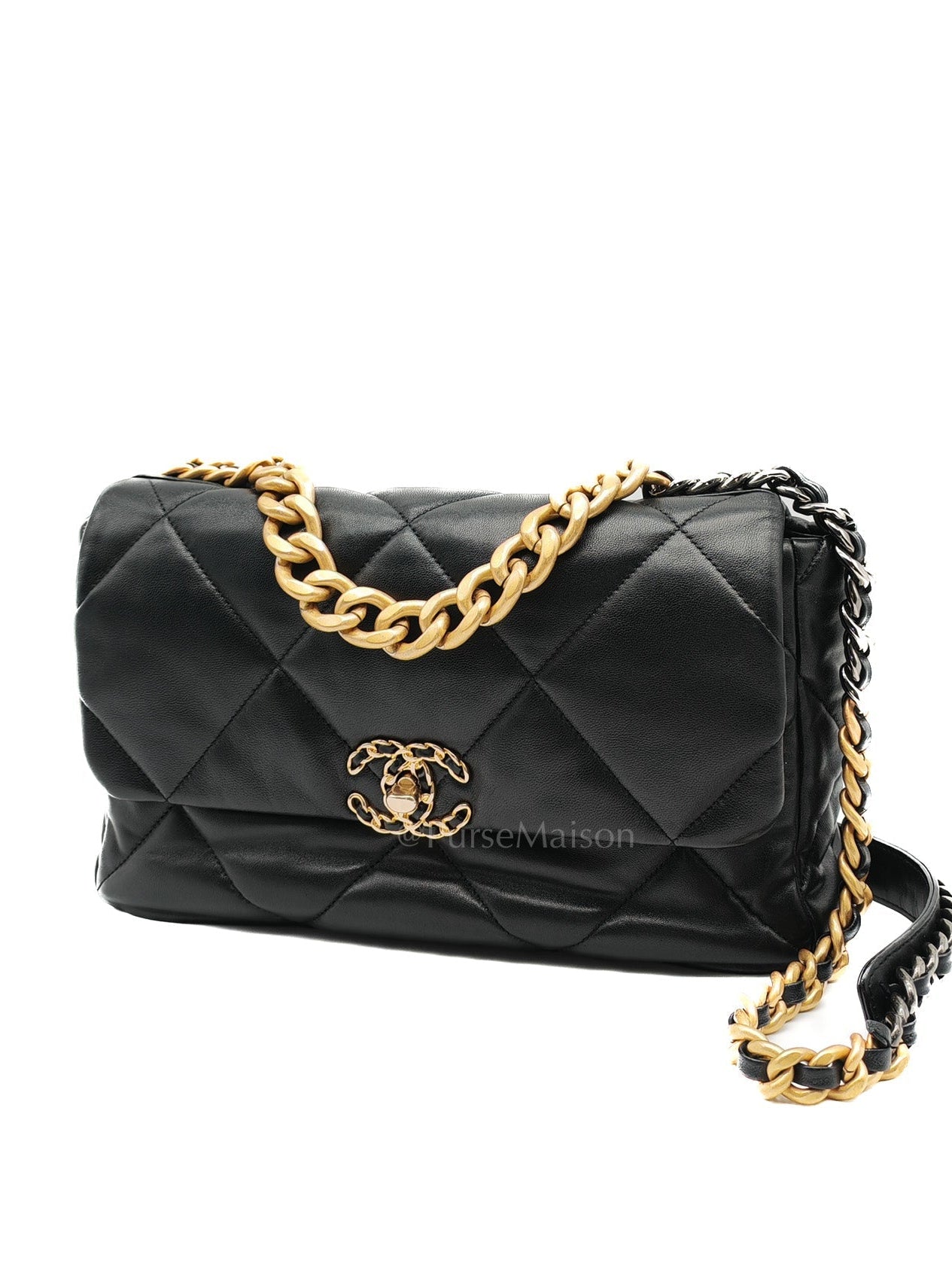 19 Large in Black Quilted Lambskin Leather and Mixed Hardware (Microchip)