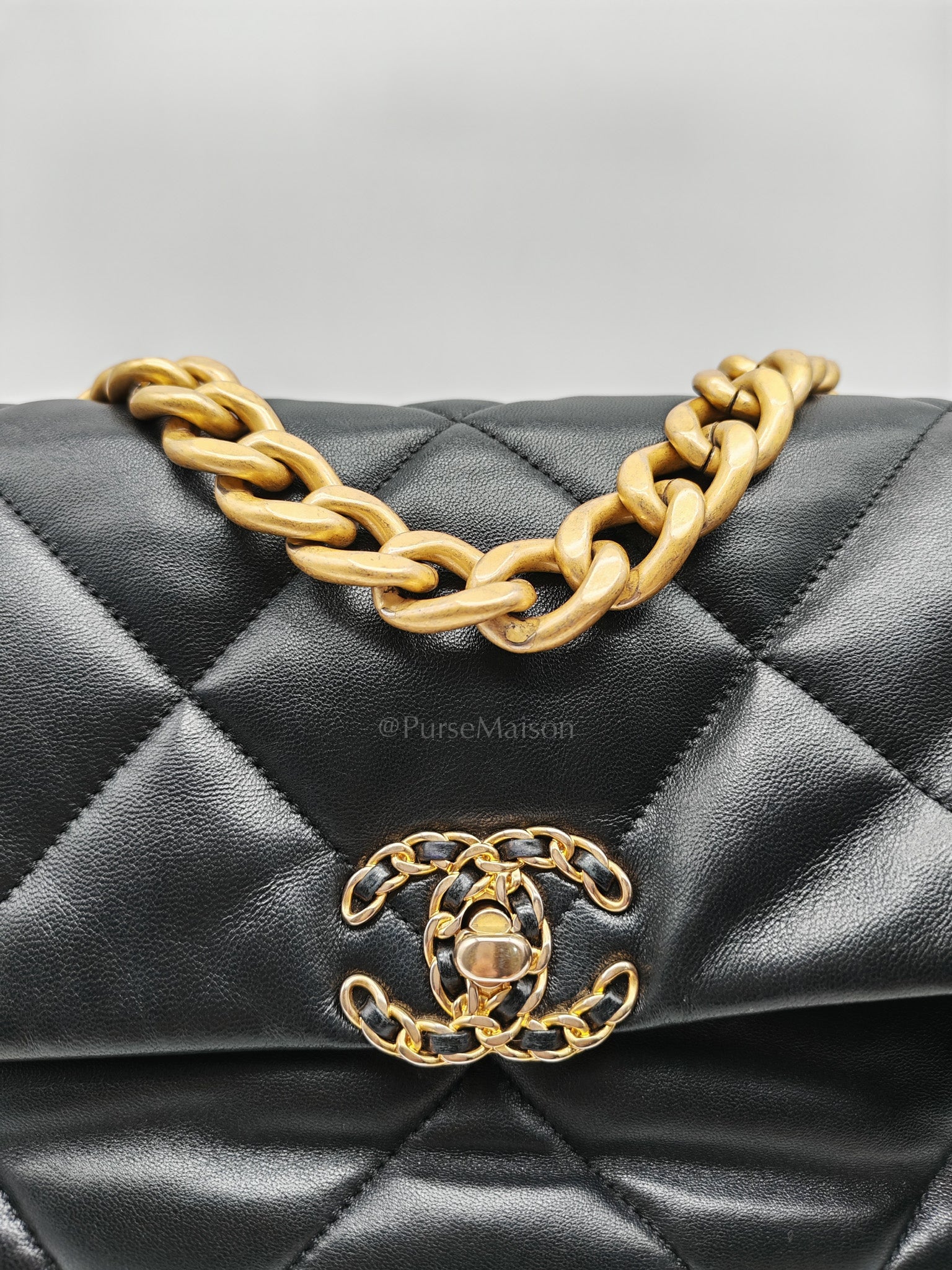19 Large in Black Quilted Lambskin Leather and Mixed Hardware (Microchip)