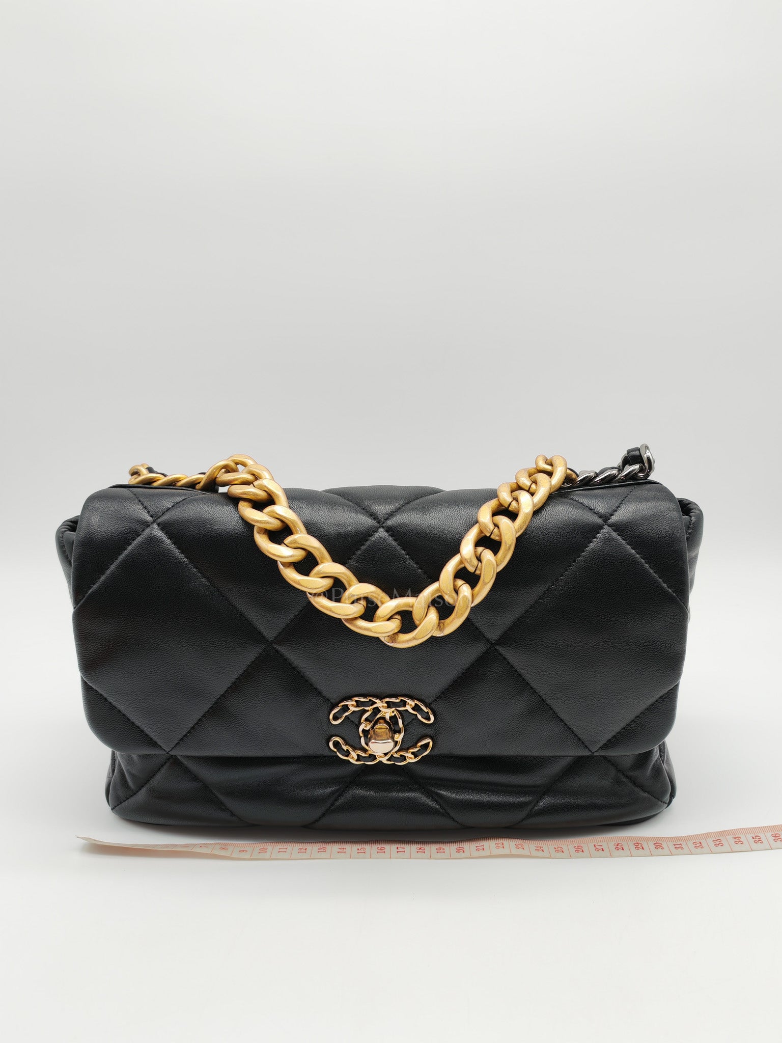 19 Large in Black Quilted Lambskin Leather and Mixed Hardware (Microchip)