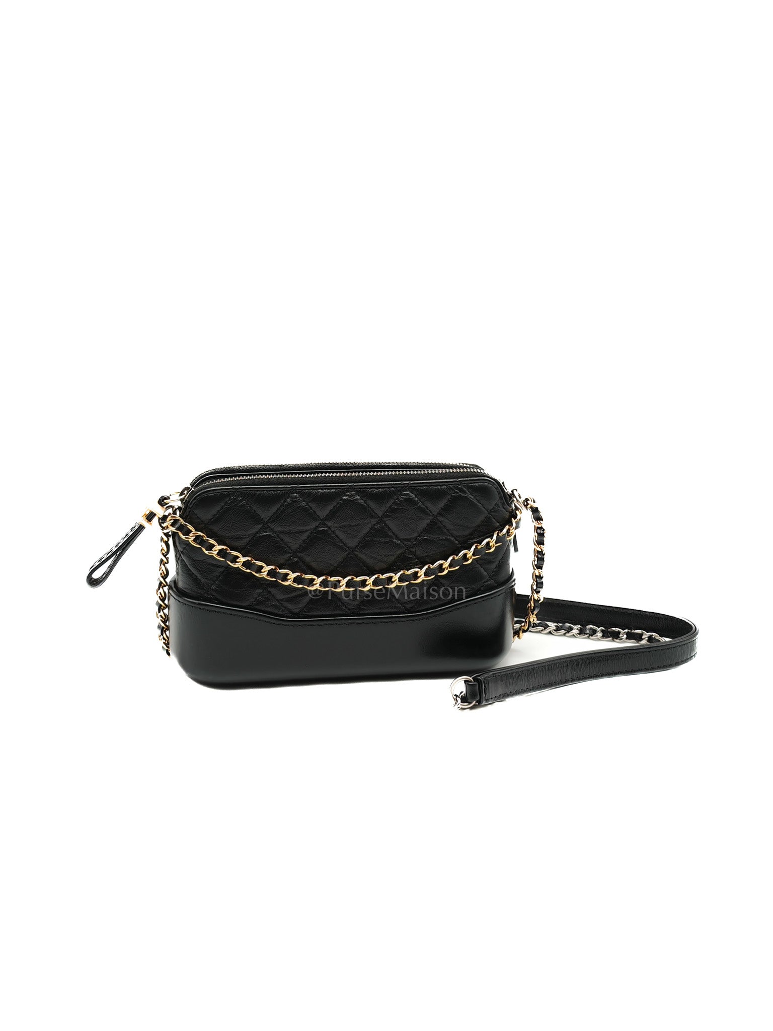 Gabrielle Clutch with Chain in Black Quilted Aged Calfskin Leather & Mixed Hardware Series 28