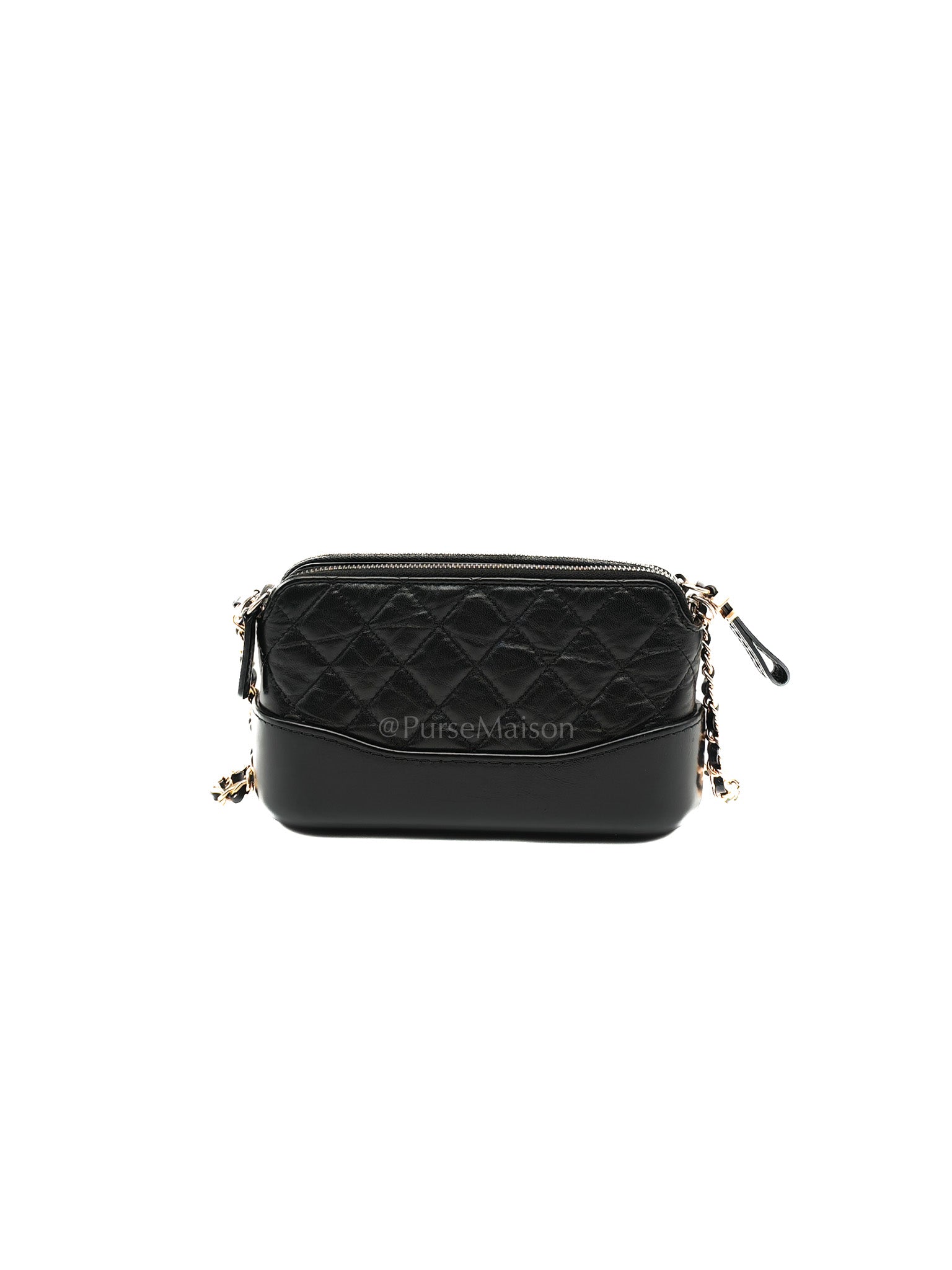 Gabrielle Clutch with Chain in Black Quilted Aged Calfskin Leather & Mixed Hardware Series 28