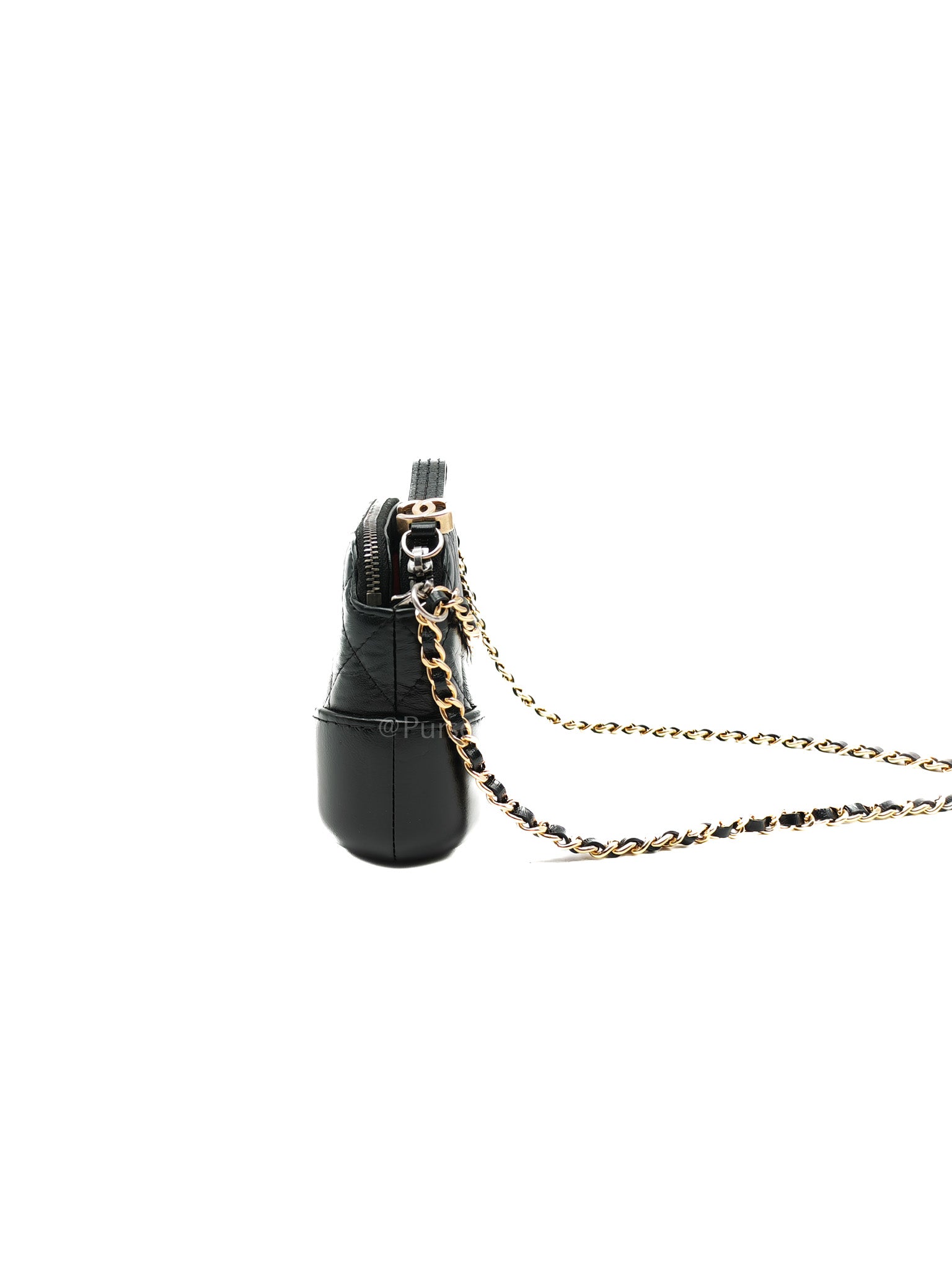 Gabrielle Clutch with Chain in Black Quilted Aged Calfskin Leather & Mixed Hardware Series 28