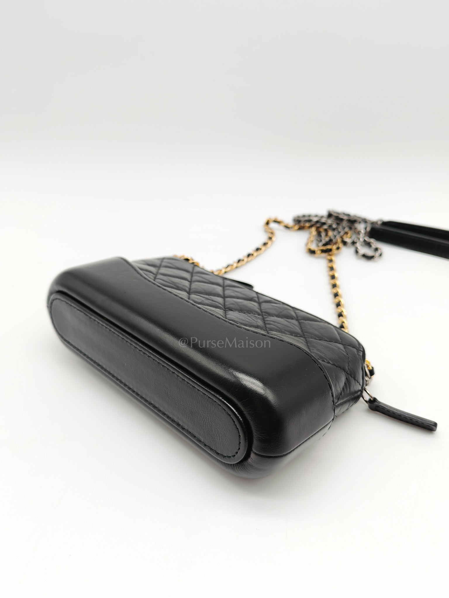 Gabrielle Clutch with Chain in Black Quilted Aged Calfskin Leather & Mixed Hardware Series 28