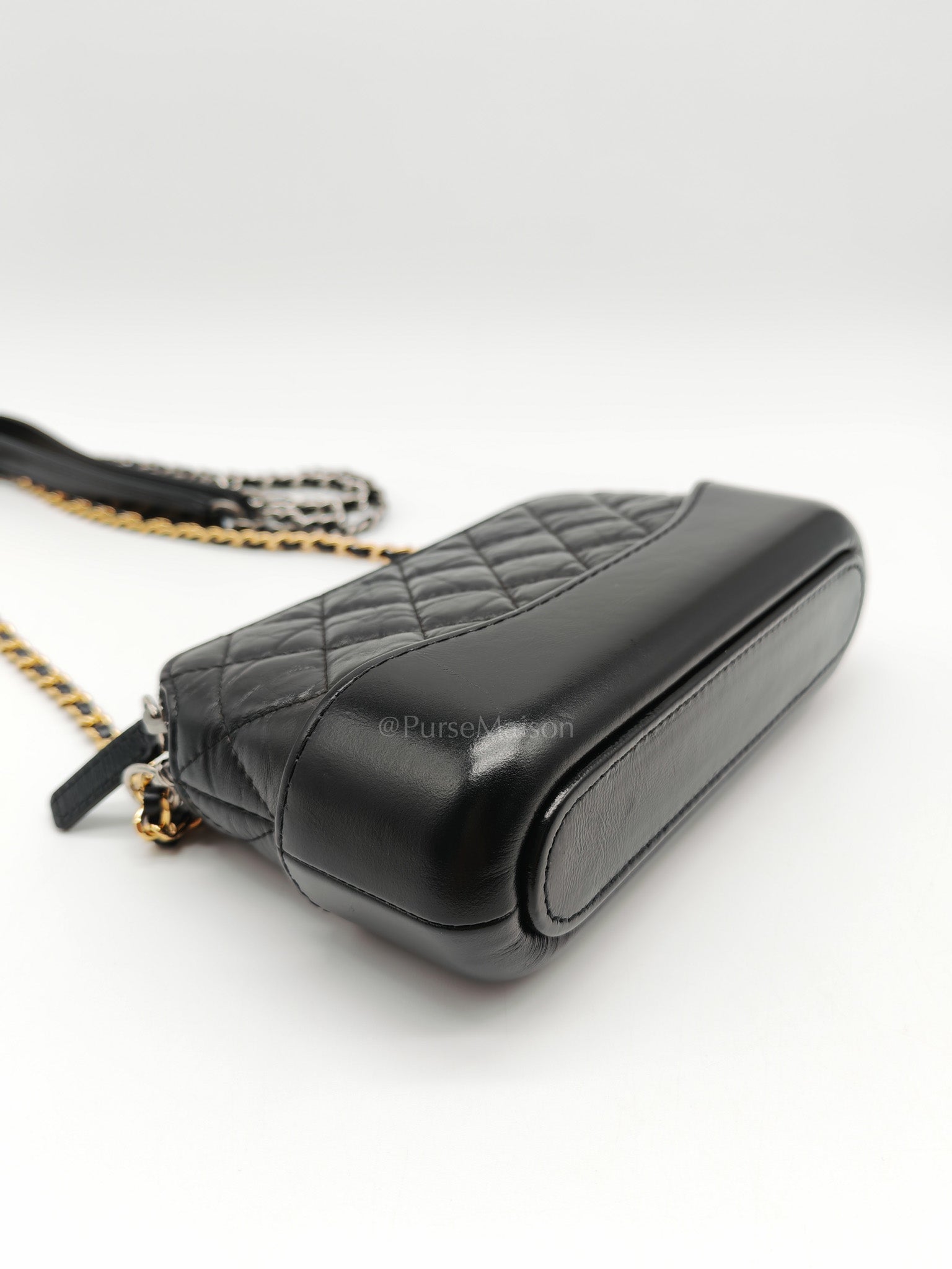 Gabrielle Clutch with Chain in Black Quilted Aged Calfskin Leather & Mixed Hardware Series 28