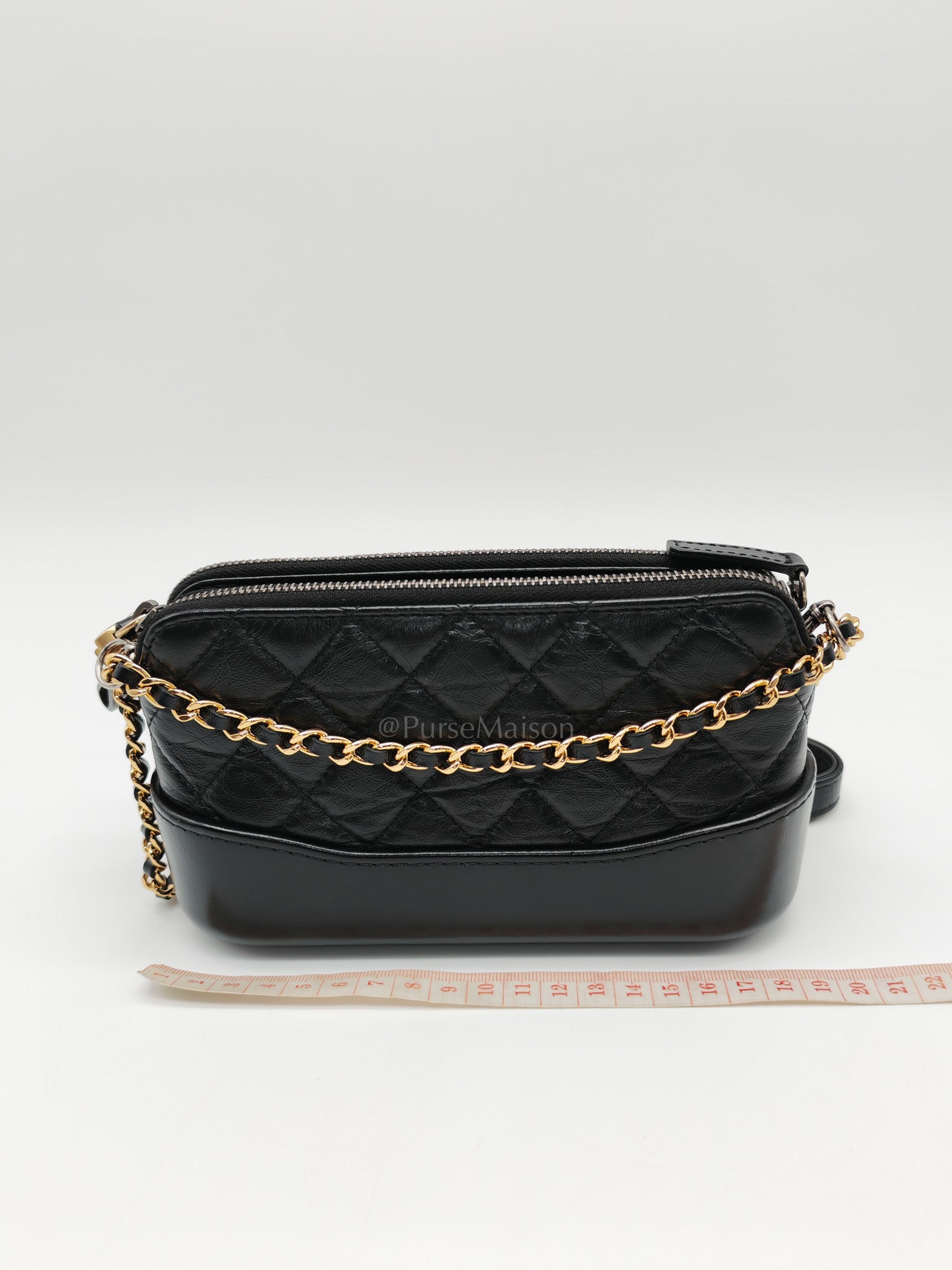 Gabrielle Clutch with Chain in Black Quilted Aged Calfskin Leather & Mixed Hardware Series 28