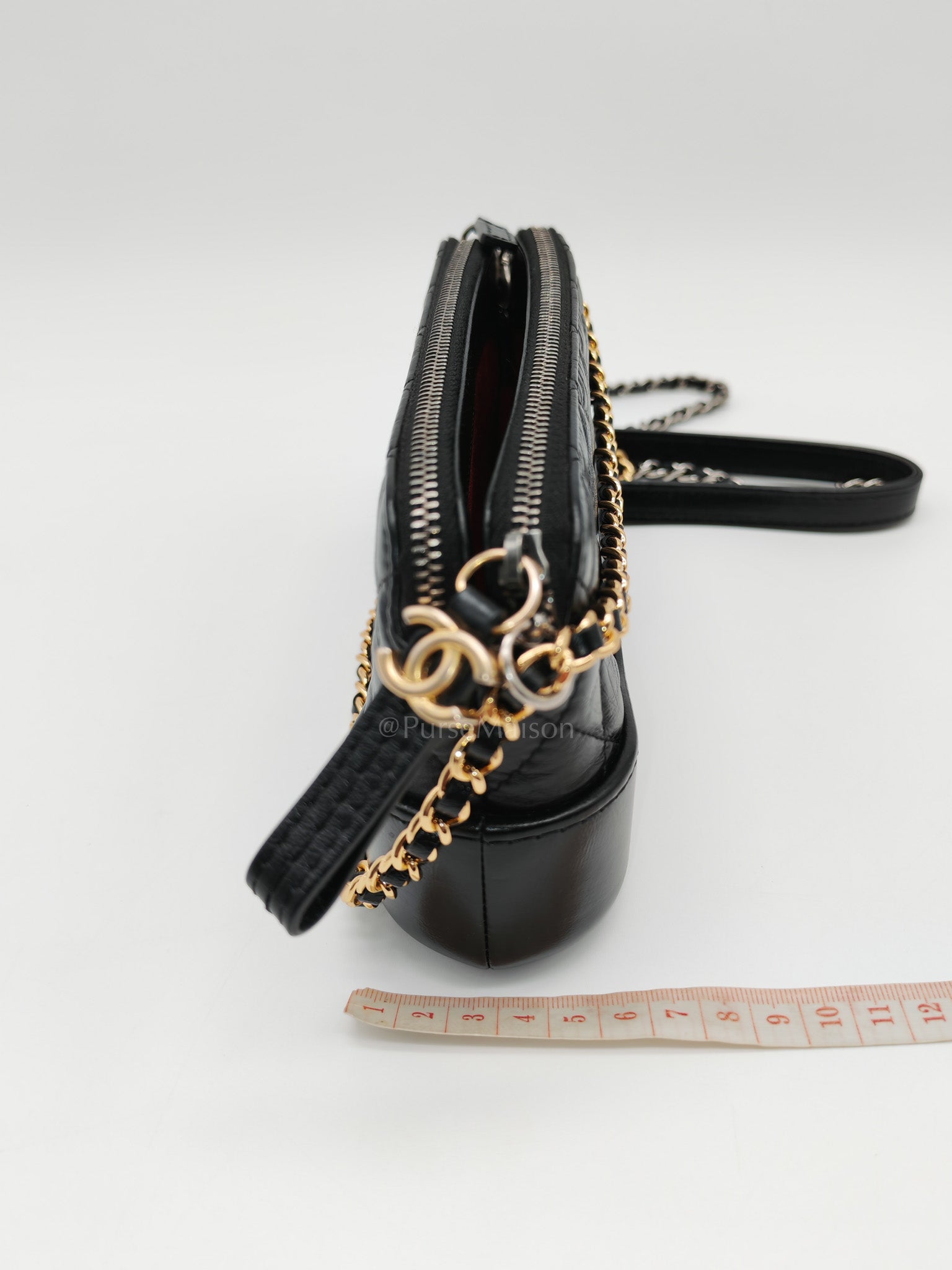 Gabrielle Clutch with Chain in Black Quilted Aged Calfskin Leather & Mixed Hardware Series 28