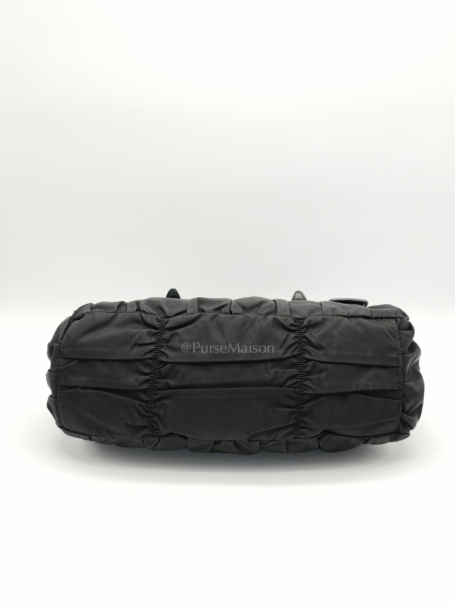 Tessuto Gauffre Satchel in Black Nylon Leather & Gold Hardware