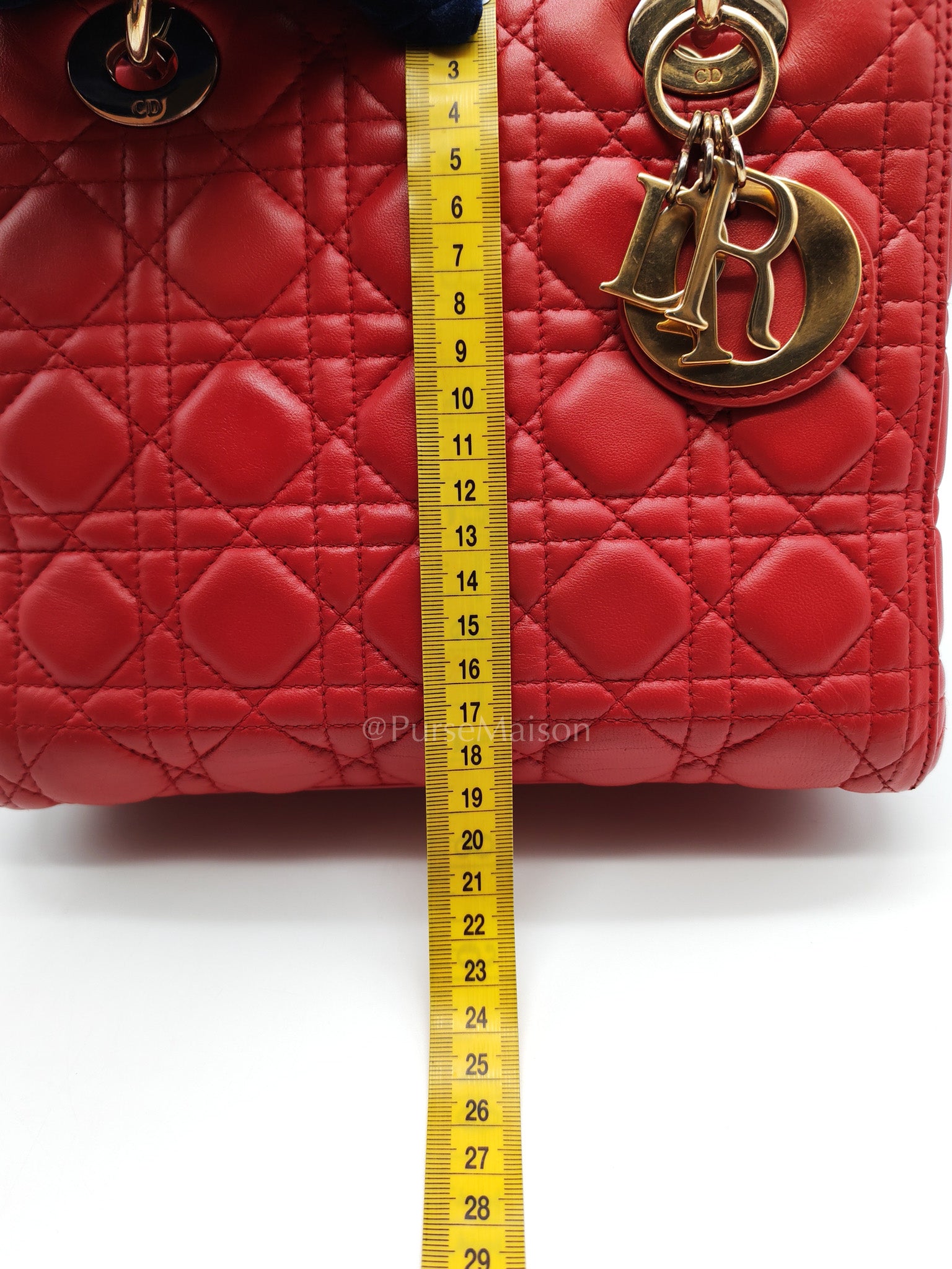 Lady Dior Medium in Red Quilted Cannage Lambskin Leather & Gold Hardware