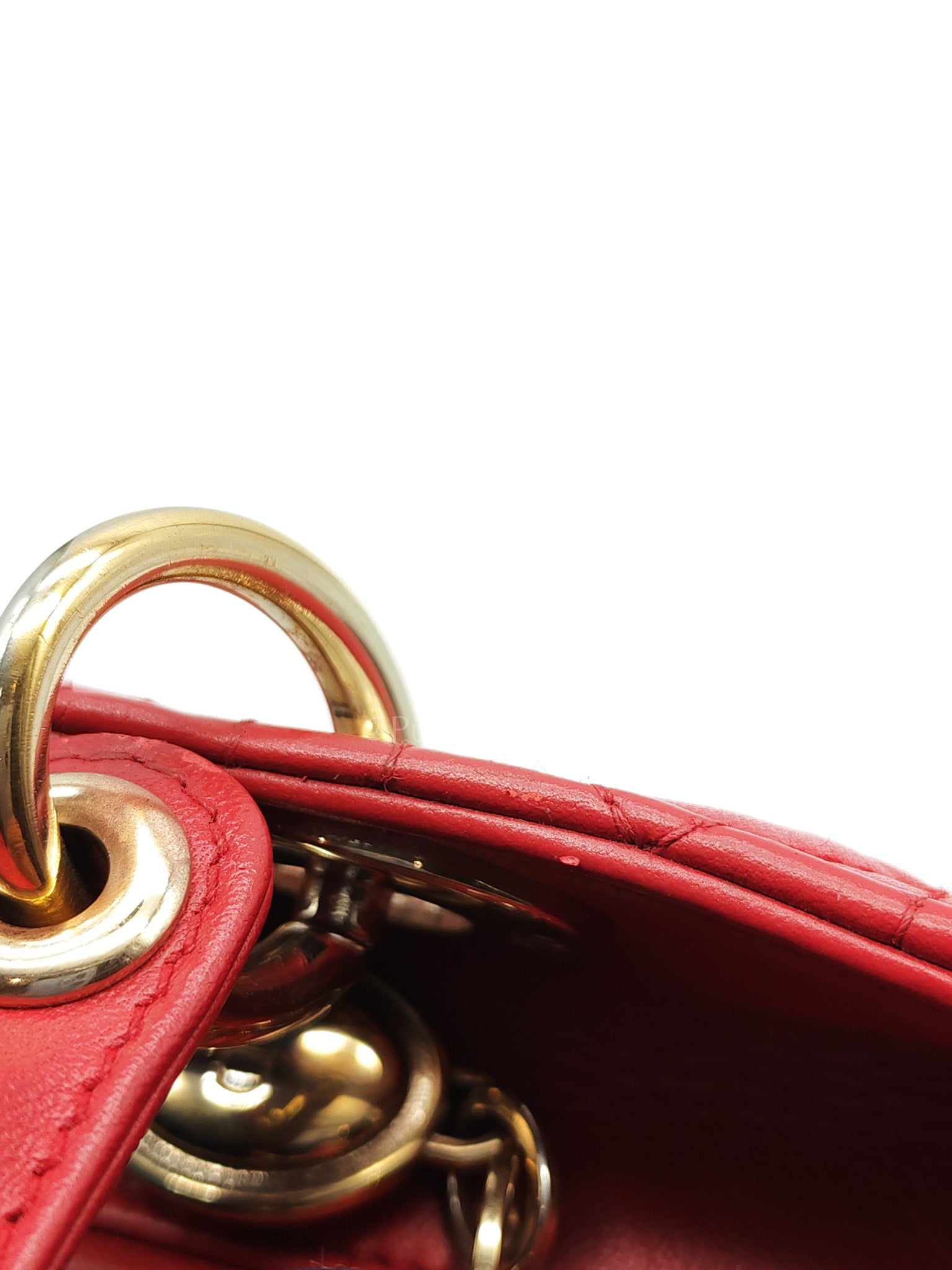 Lady Dior Medium in Red Quilted Cannage Lambskin Leather & Gold Hardware