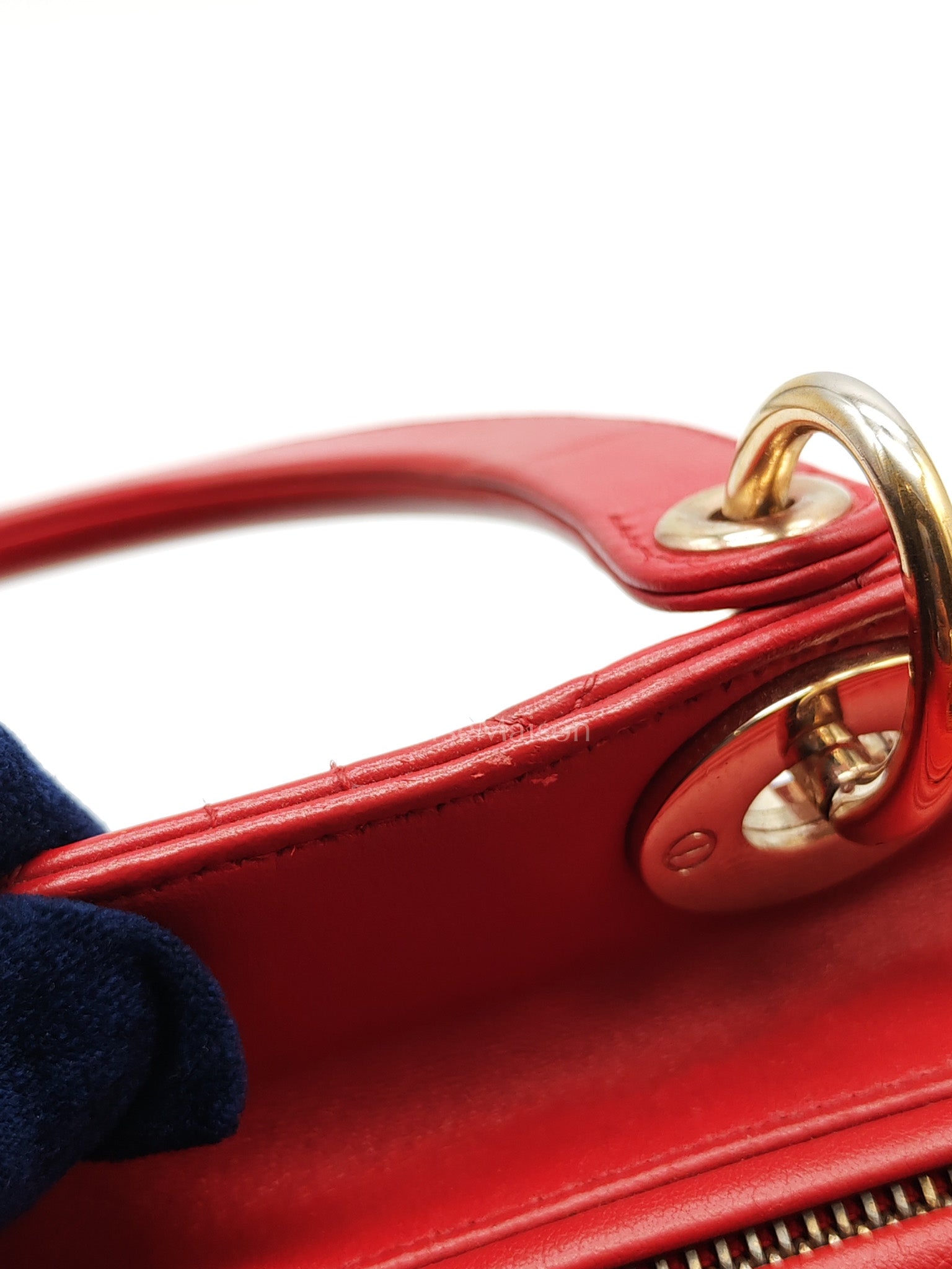 Lady Dior Medium in Red Quilted Cannage Lambskin Leather & Gold Hardware