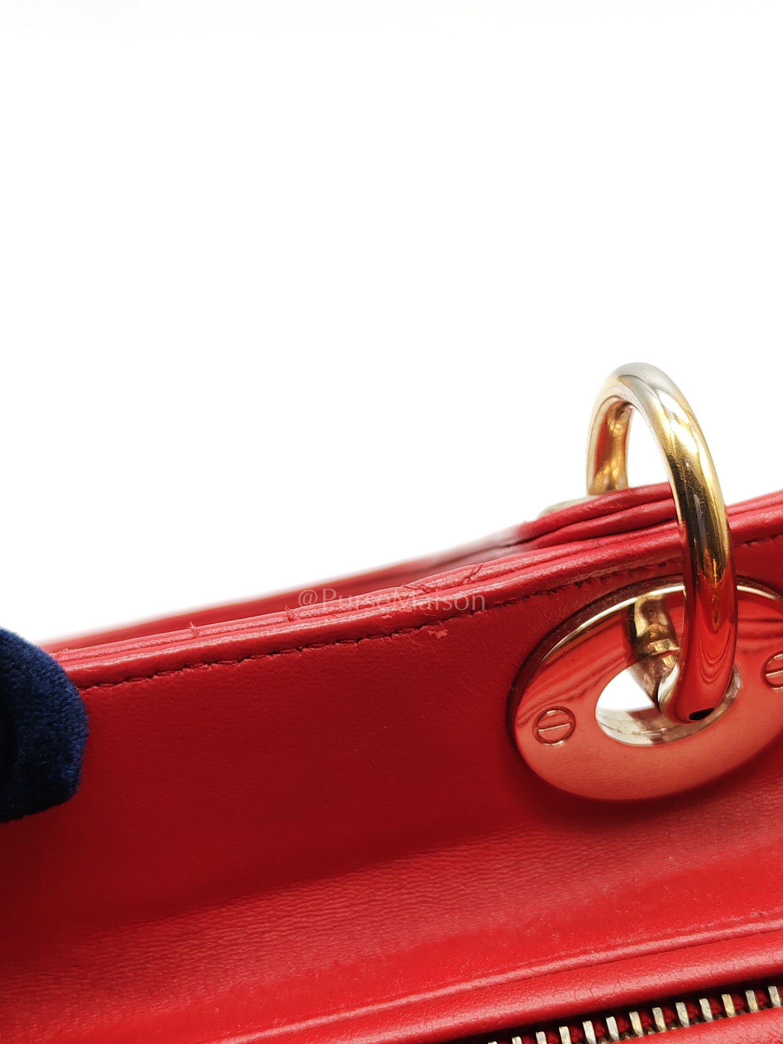 Lady Dior Medium in Red Quilted Cannage Lambskin Leather & Gold Hardware