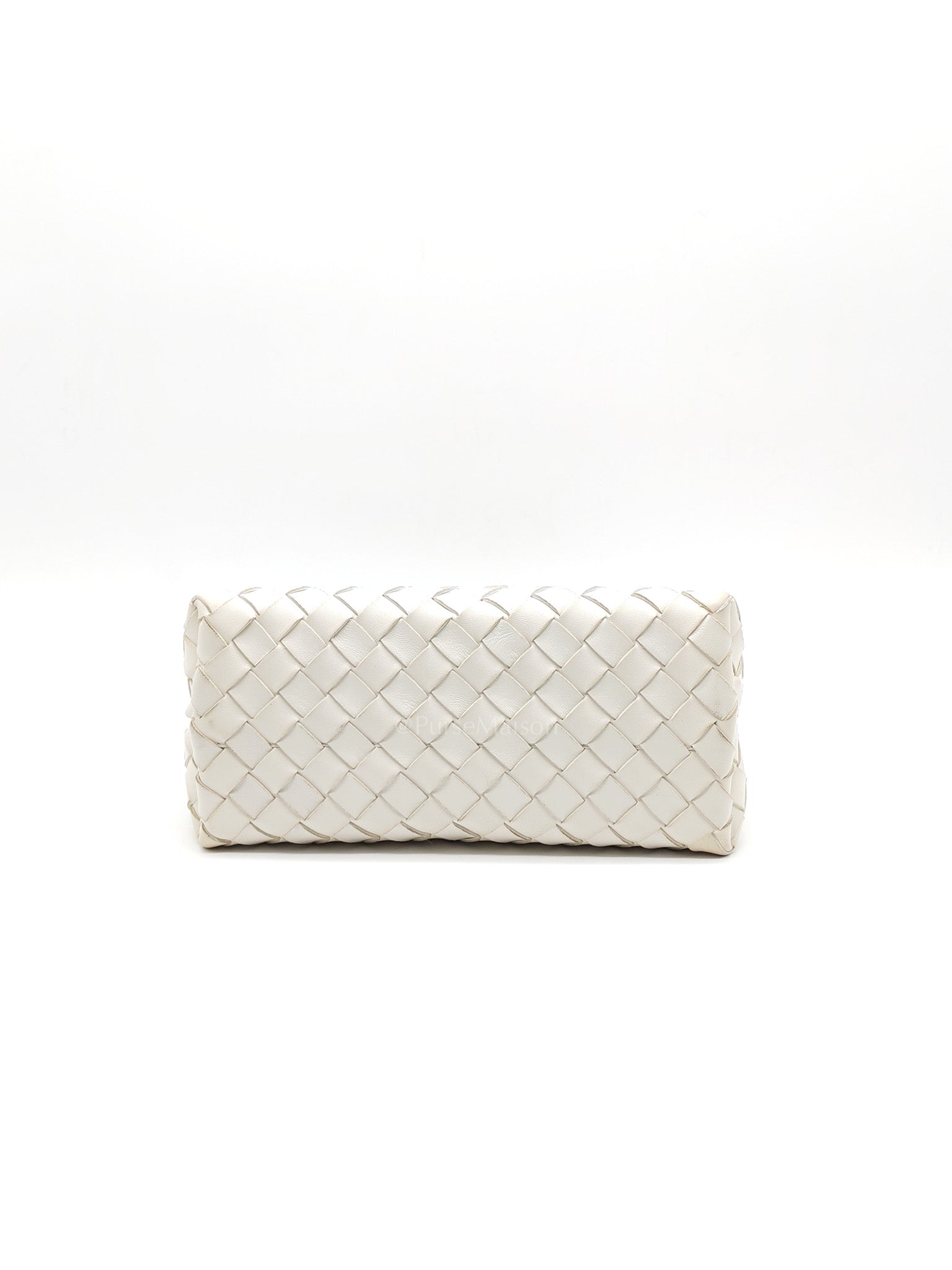 Andiamo Small in White Intrecciato Leather Shoulder Bag