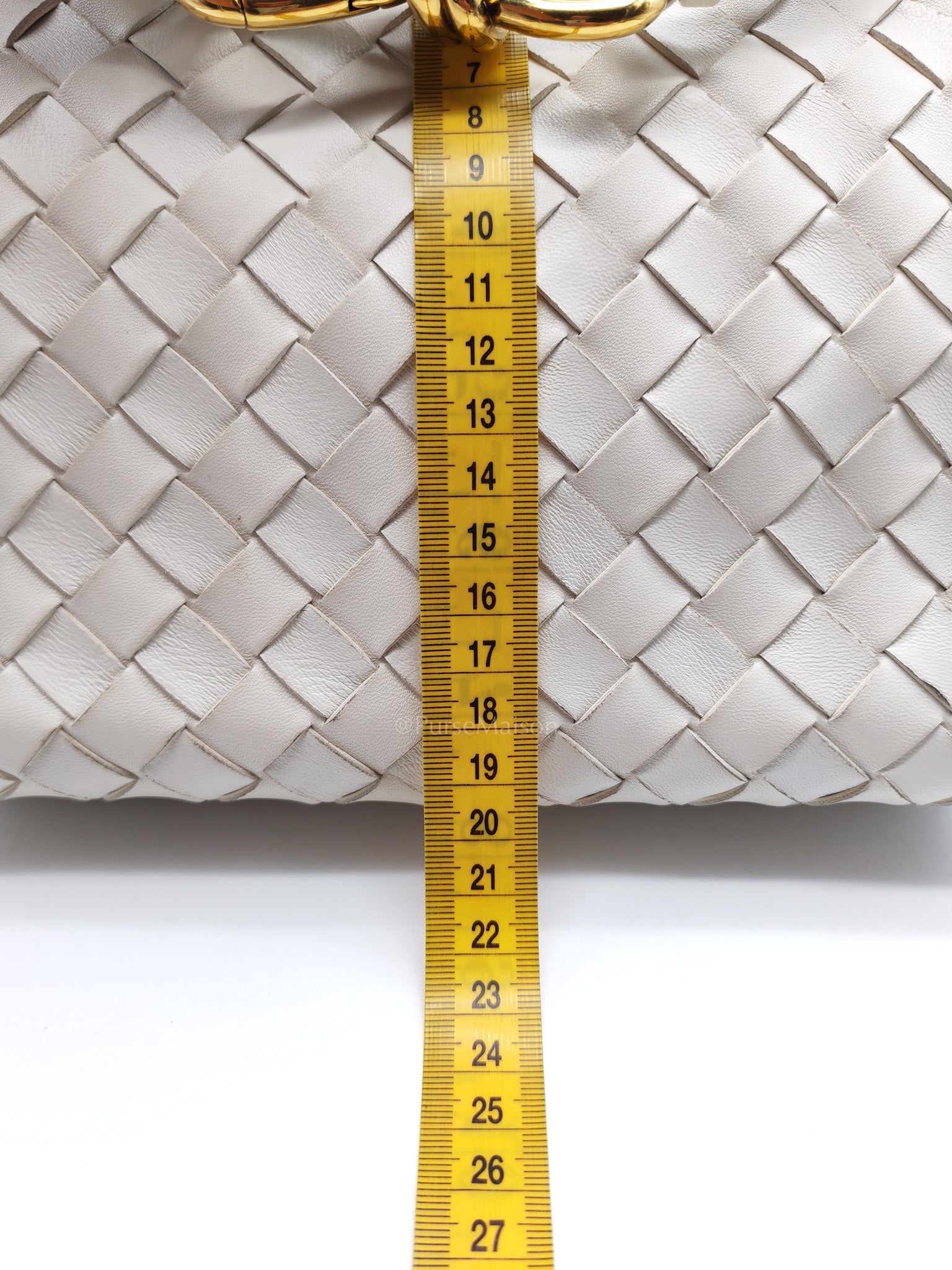 Andiamo Small in White Intrecciato Leather Shoulder Bag