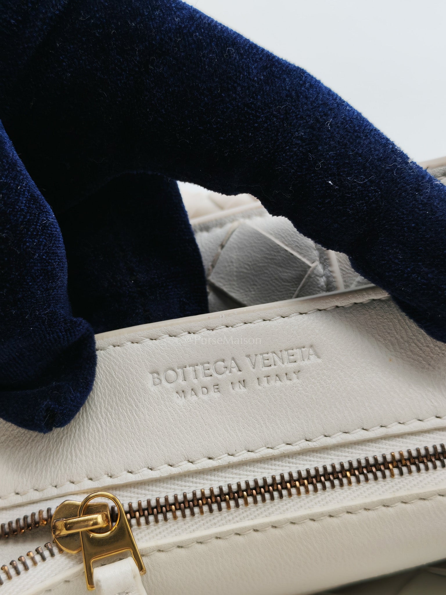 Andiamo Small in White Intrecciato Leather Shoulder Bag