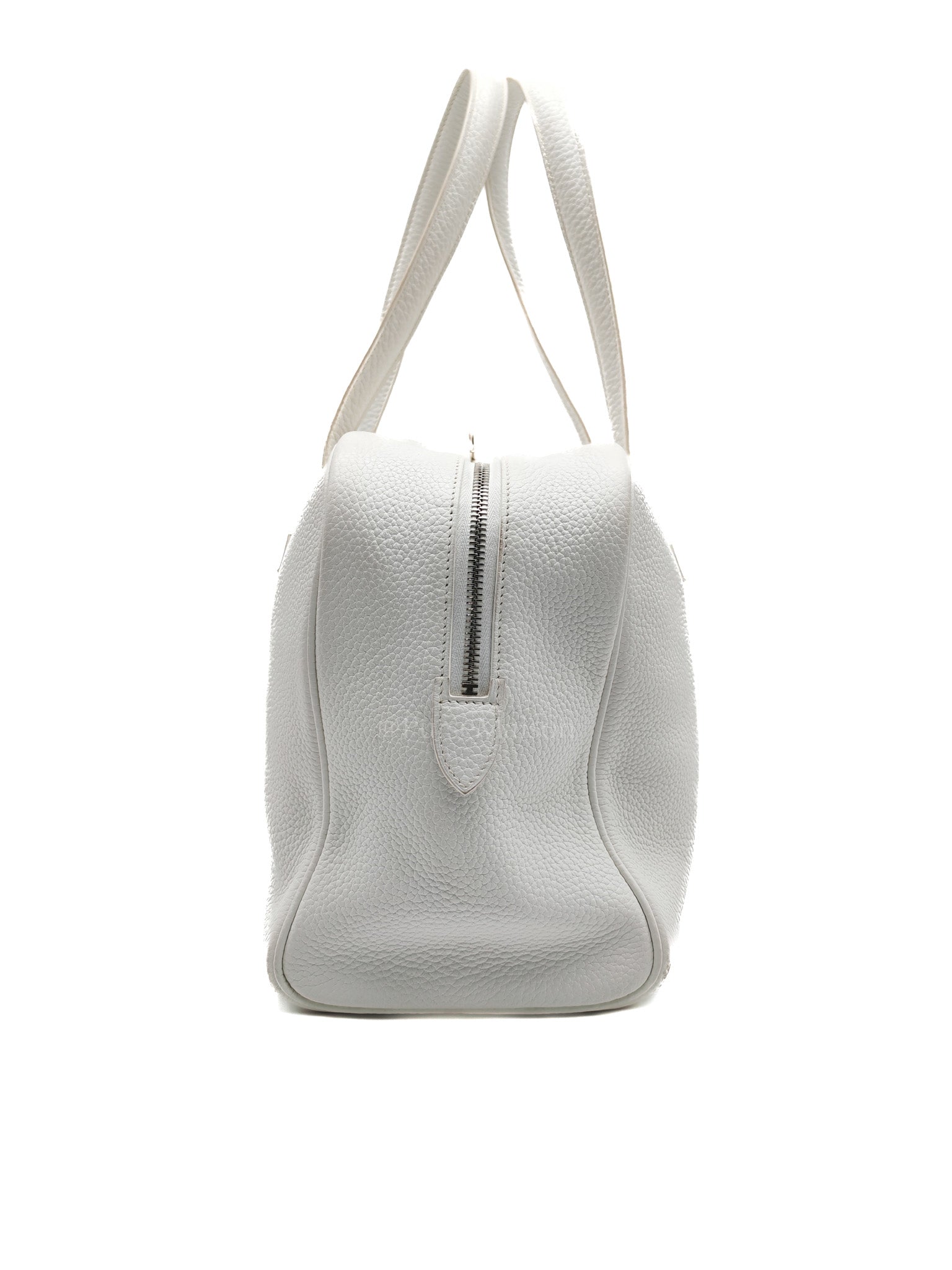 Victoria II 35 in White Clemence Leather & Palladium Hardware Stamp R (2014)