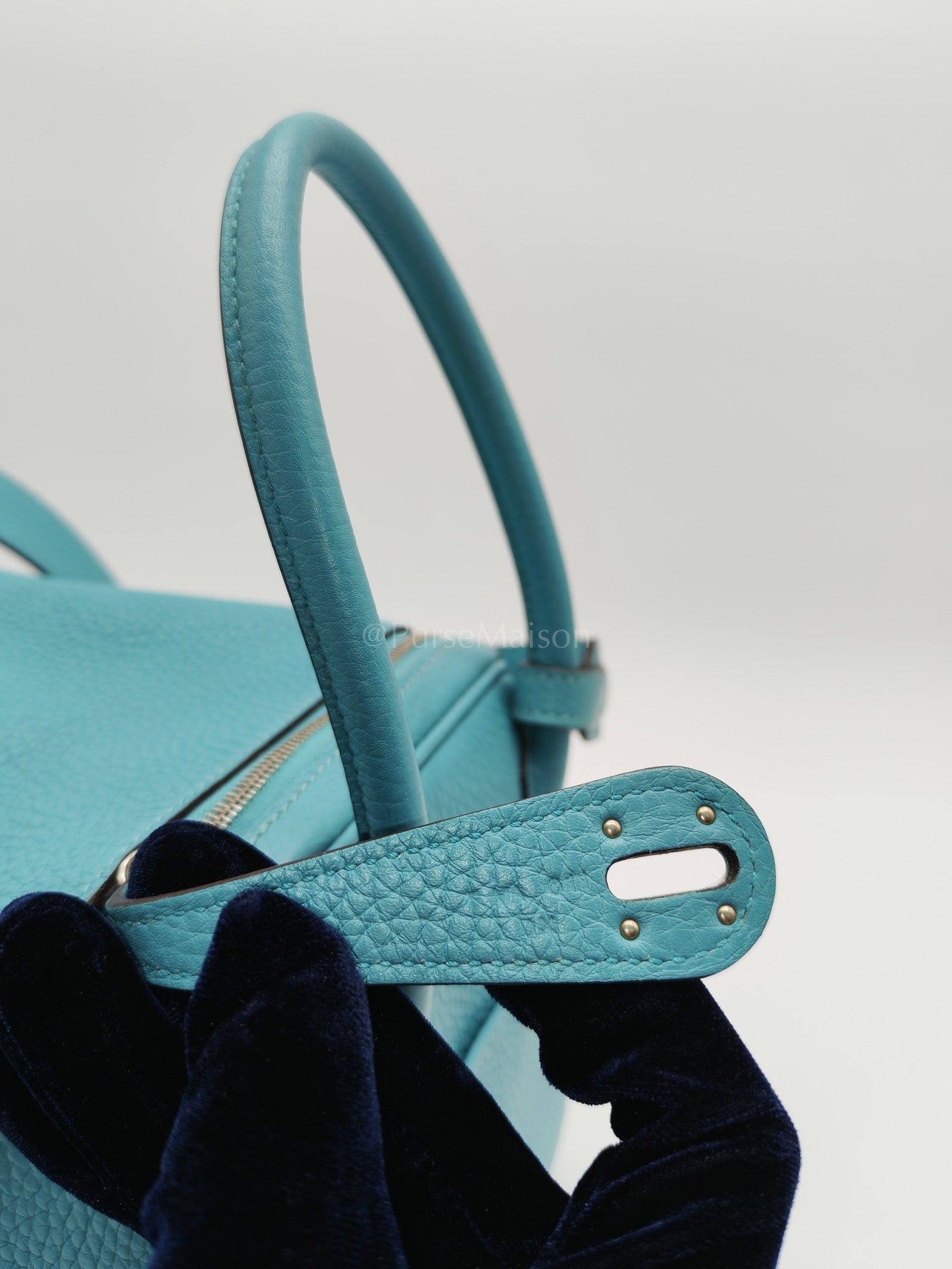 Lindy 26 Bleu Saint Clemence and Palladium Hardware Stamp T (2015) | Purse Maison Luxury Bags Shop