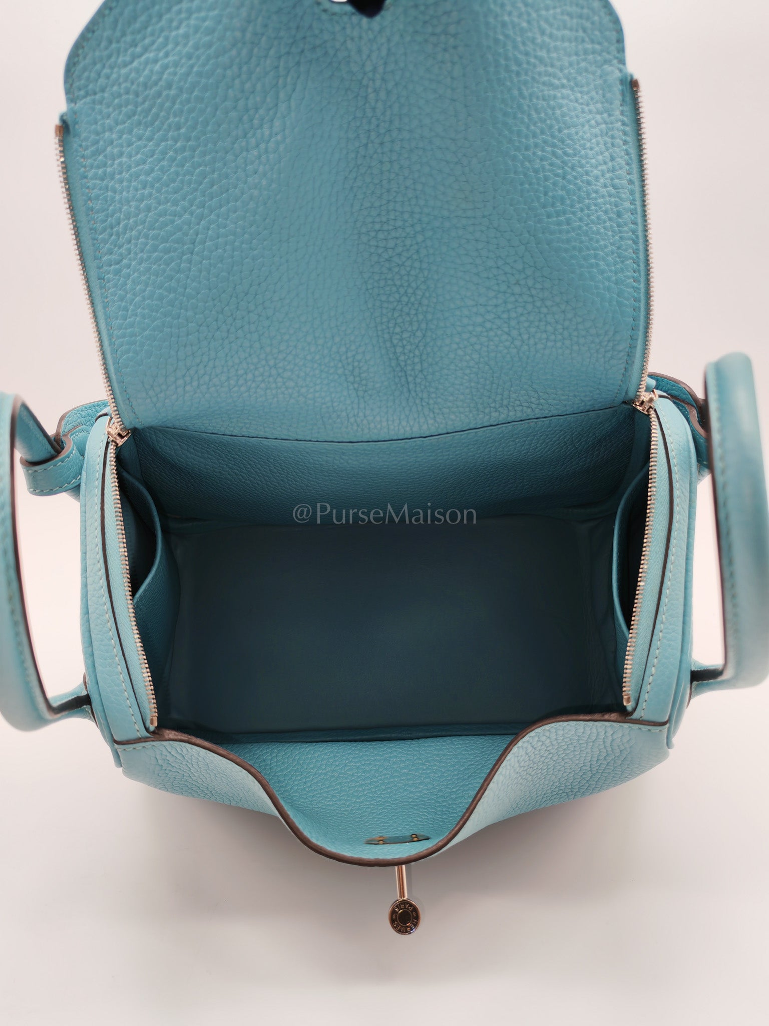 Lindy 26 Bleu Saint Clemence and Palladium Hardware Stamp T (2015) | Purse Maison Luxury Bags Shop
