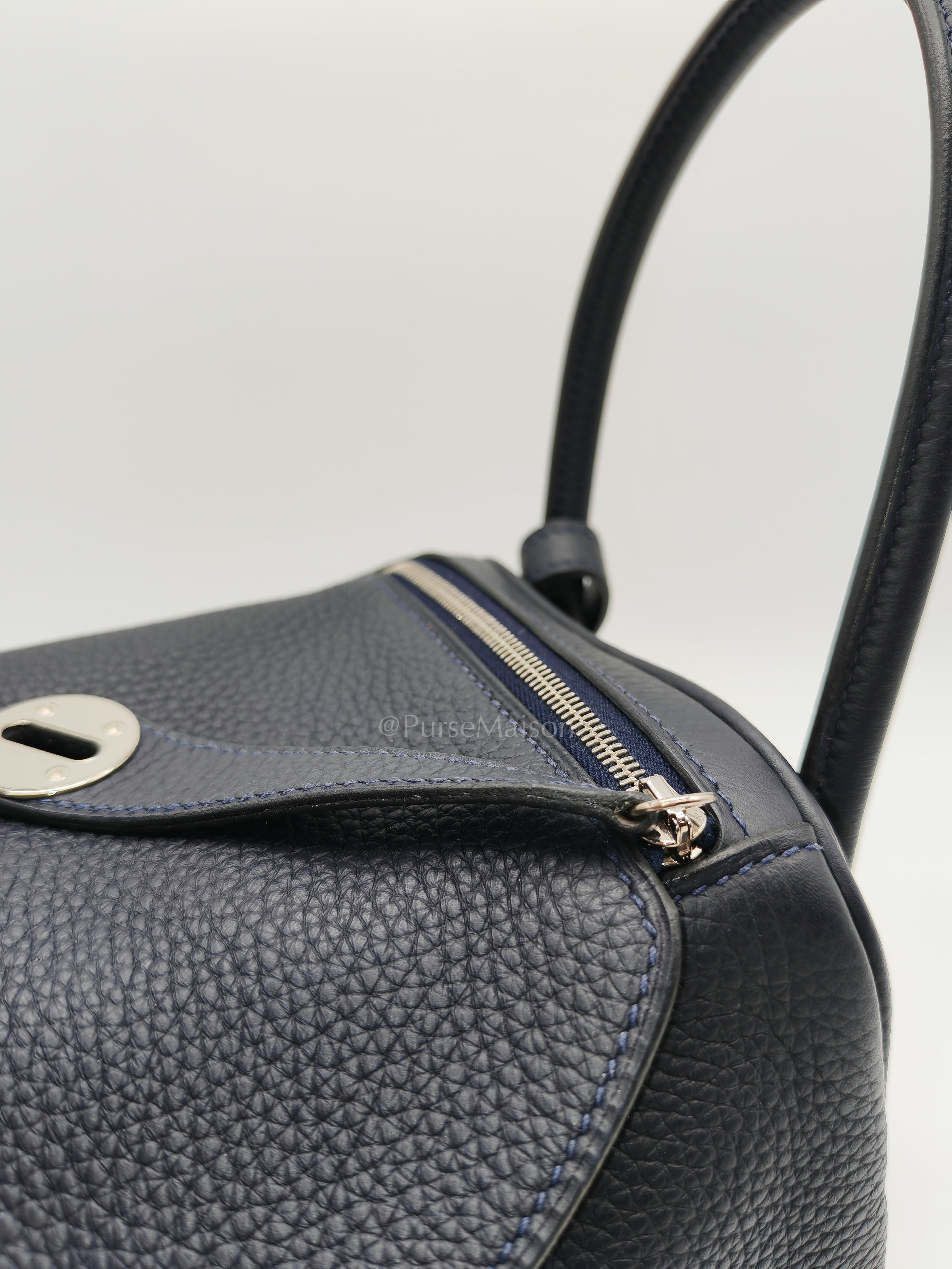 Lindy 26 Blue Nuit in Togo Leather and Palladium Hardware Stamp C (2018) | Purse Maison Luxury Bags Shop