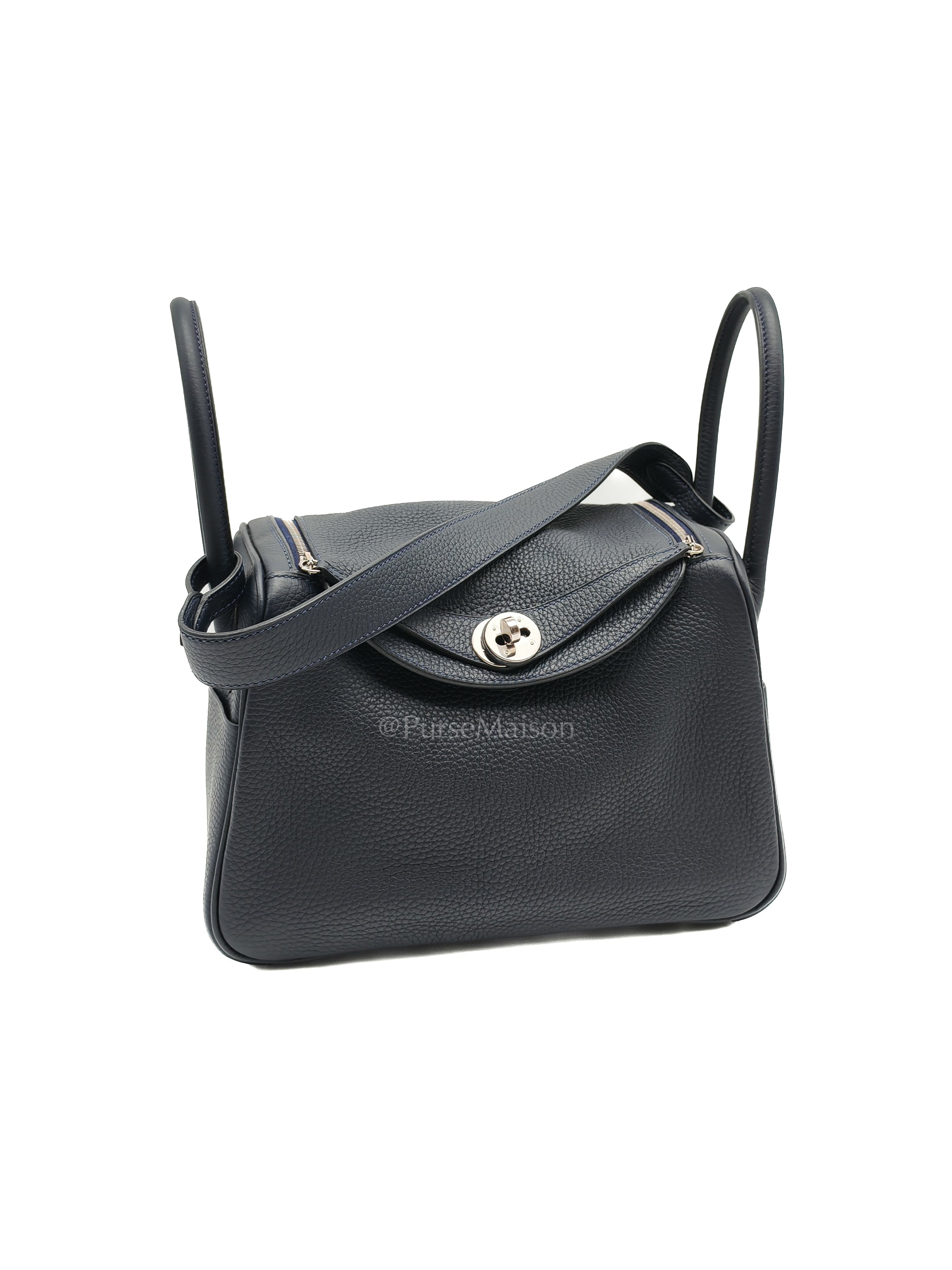 Lindy 26 Blue Nuit in Togo Leather and Palladium Hardware Stamp C (2018) | Purse Maison Luxury Bags Shop