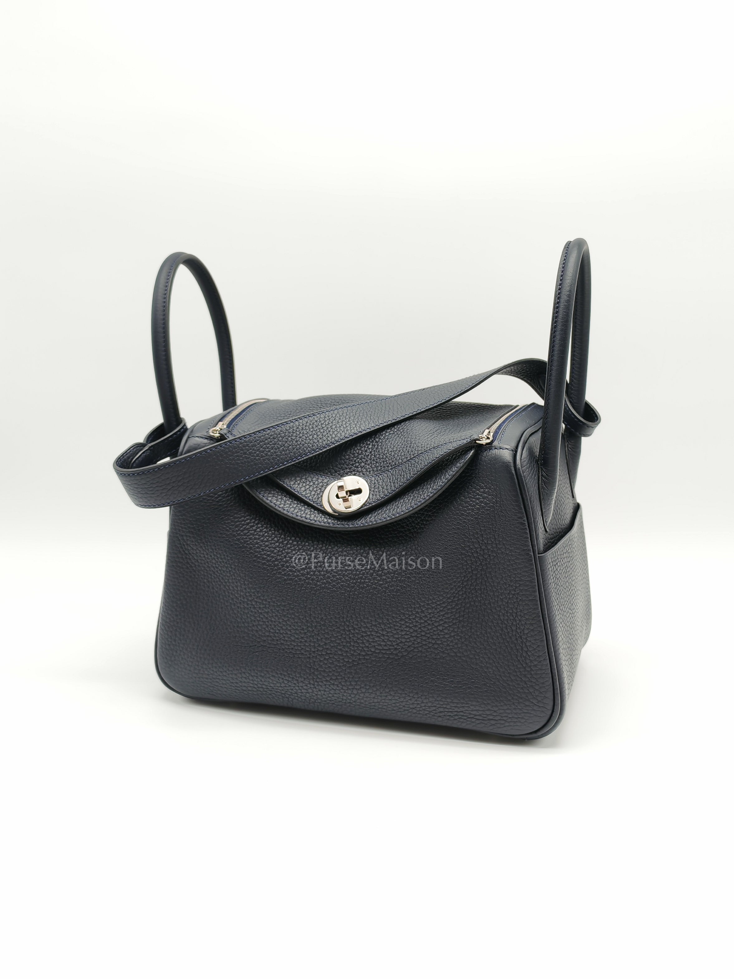 Lindy 26 Blue Nuit in Togo Leather and Palladium Hardware Stamp C (2018) | Purse Maison Luxury Bags Shop