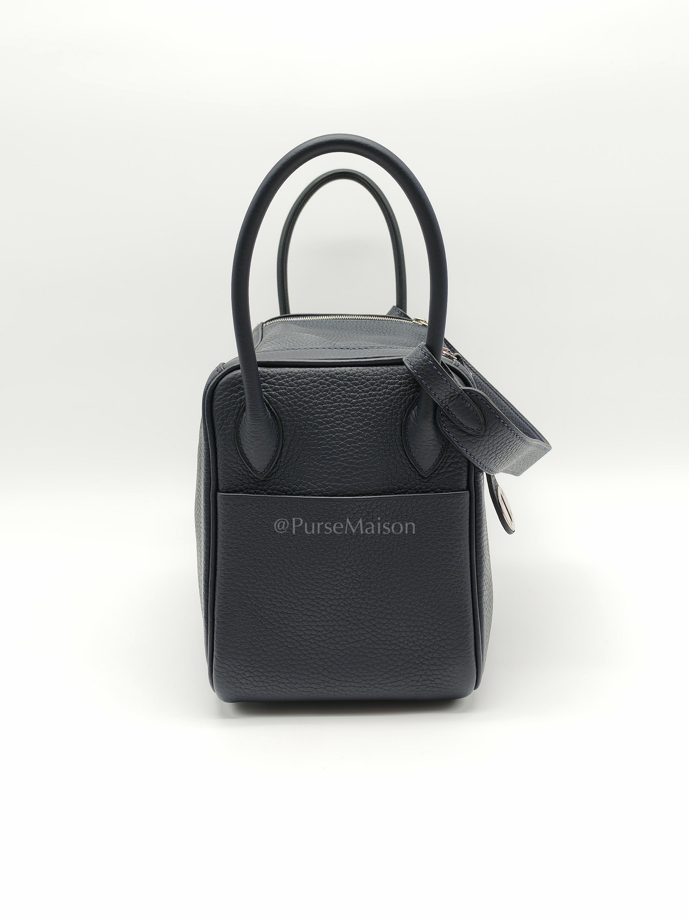 Lindy 26 Blue Nuit in Togo Leather and Palladium Hardware Stamp C (2018) | Purse Maison Luxury Bags Shop