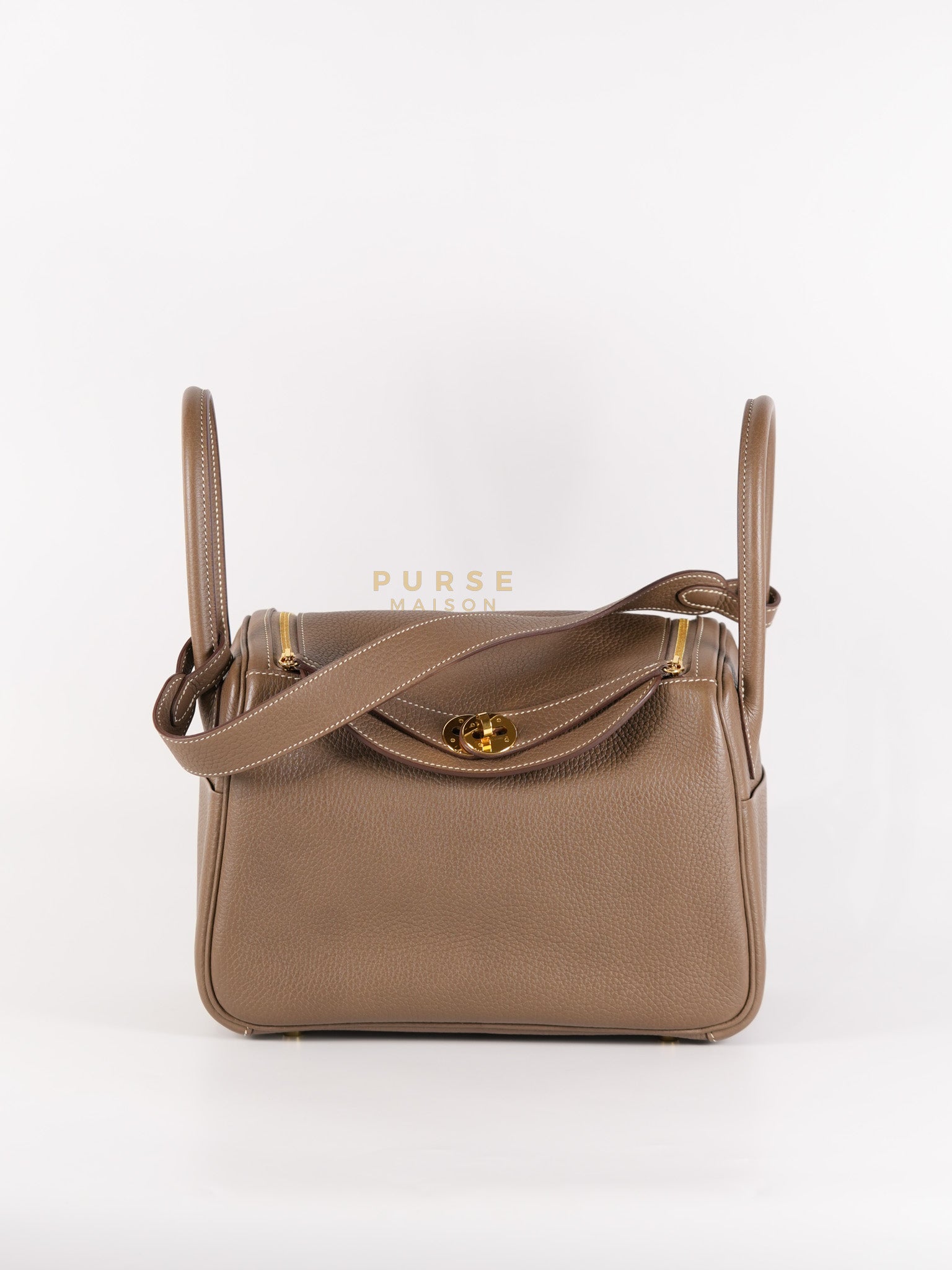 Lindy 26 Etoupe in Togo Leather and Gold Hardware Stamp Y (2020) | Purse Maison Luxury Bags Shop