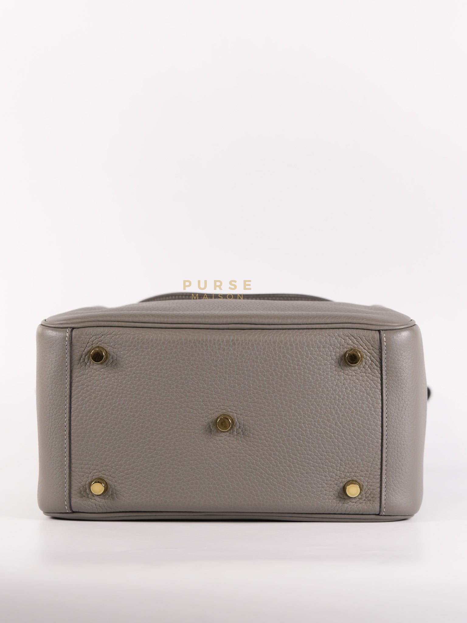 Lindy 26 Gris Meyer Togo Leather and Gold Hardware Stamp U (2022) | Purse Maison Luxury Bags Shop