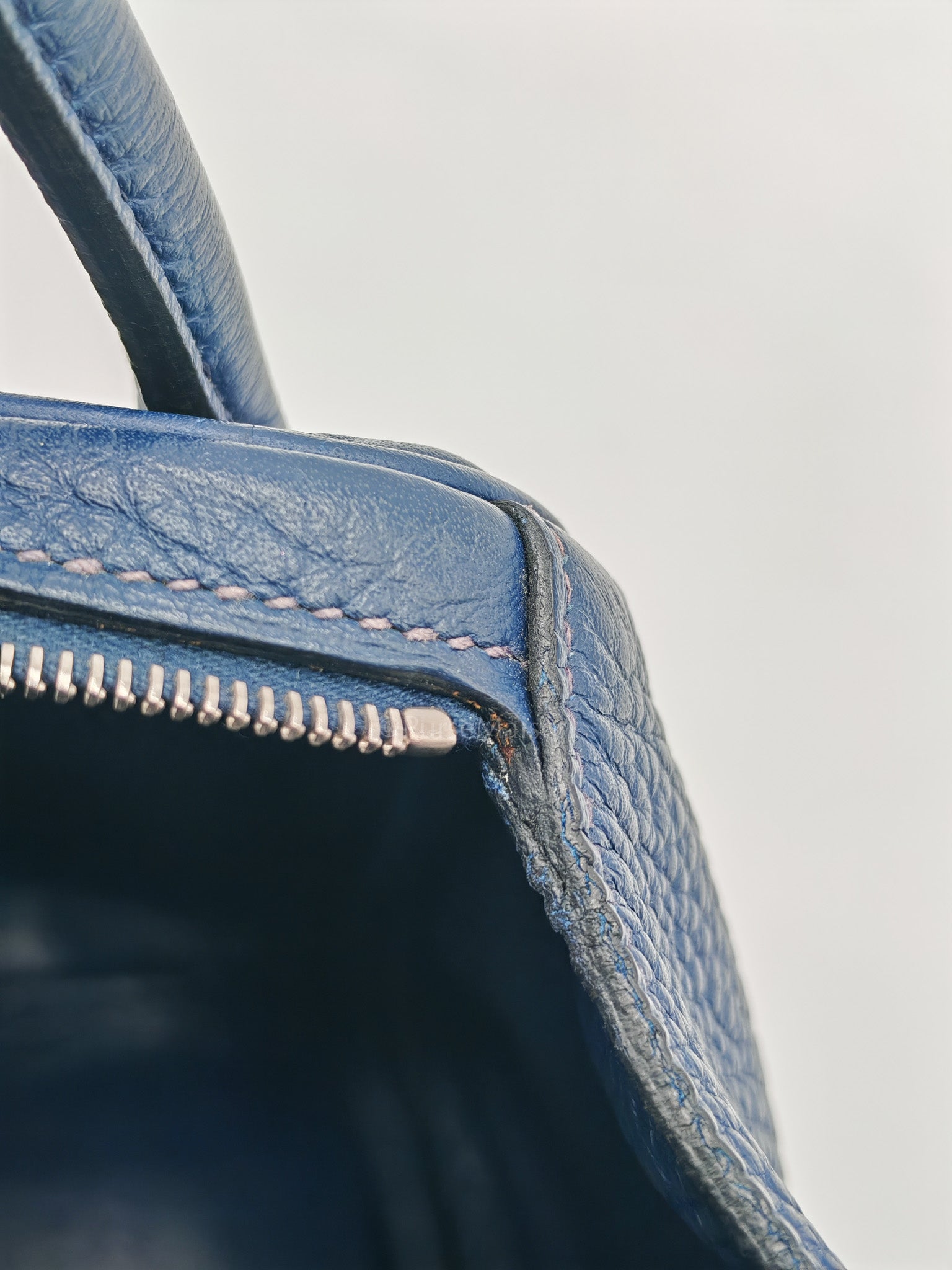 Lindy 26 in Blue Nuit Clemence Leather & Palladium Hardware Stamp Square N (2010) | Purse Maison Luxury Bags Shop