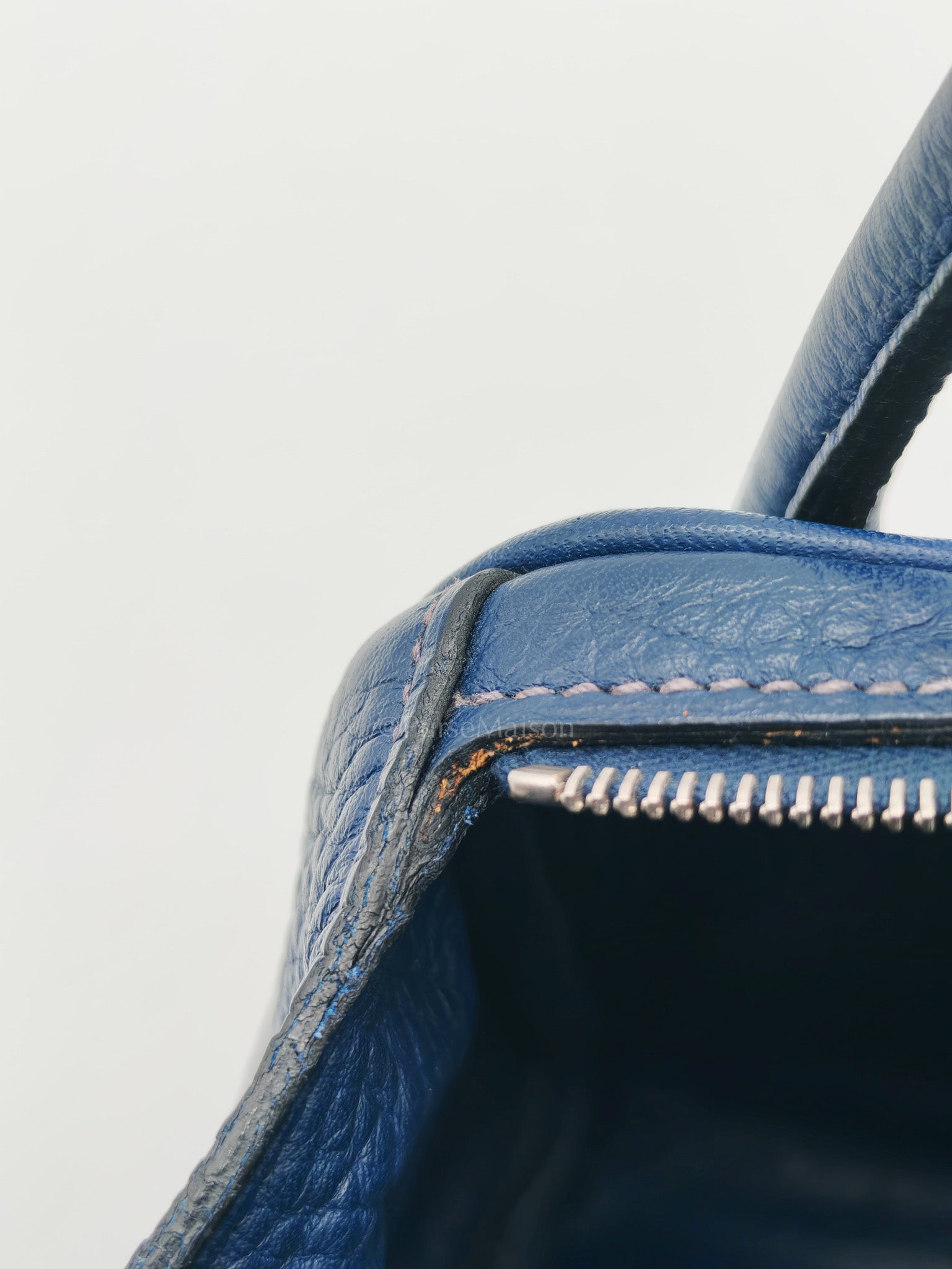 Lindy 26 in Blue Nuit Clemence Leather & Palladium Hardware Stamp Square N (2010) | Purse Maison Luxury Bags Shop