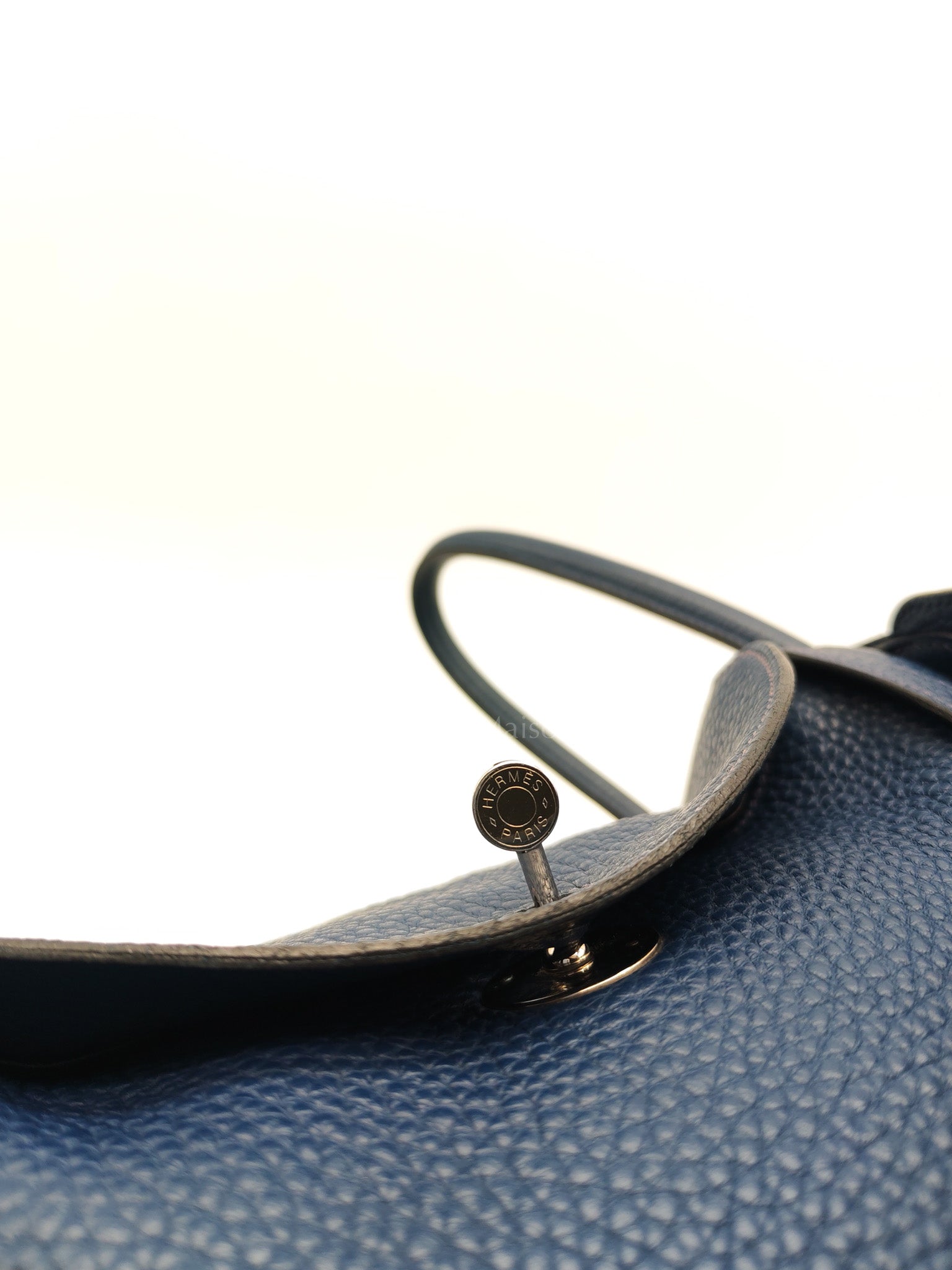 Lindy 26 in Blue Nuit Clemence Leather & Palladium Hardware Stamp Square N (2010) | Purse Maison Luxury Bags Shop