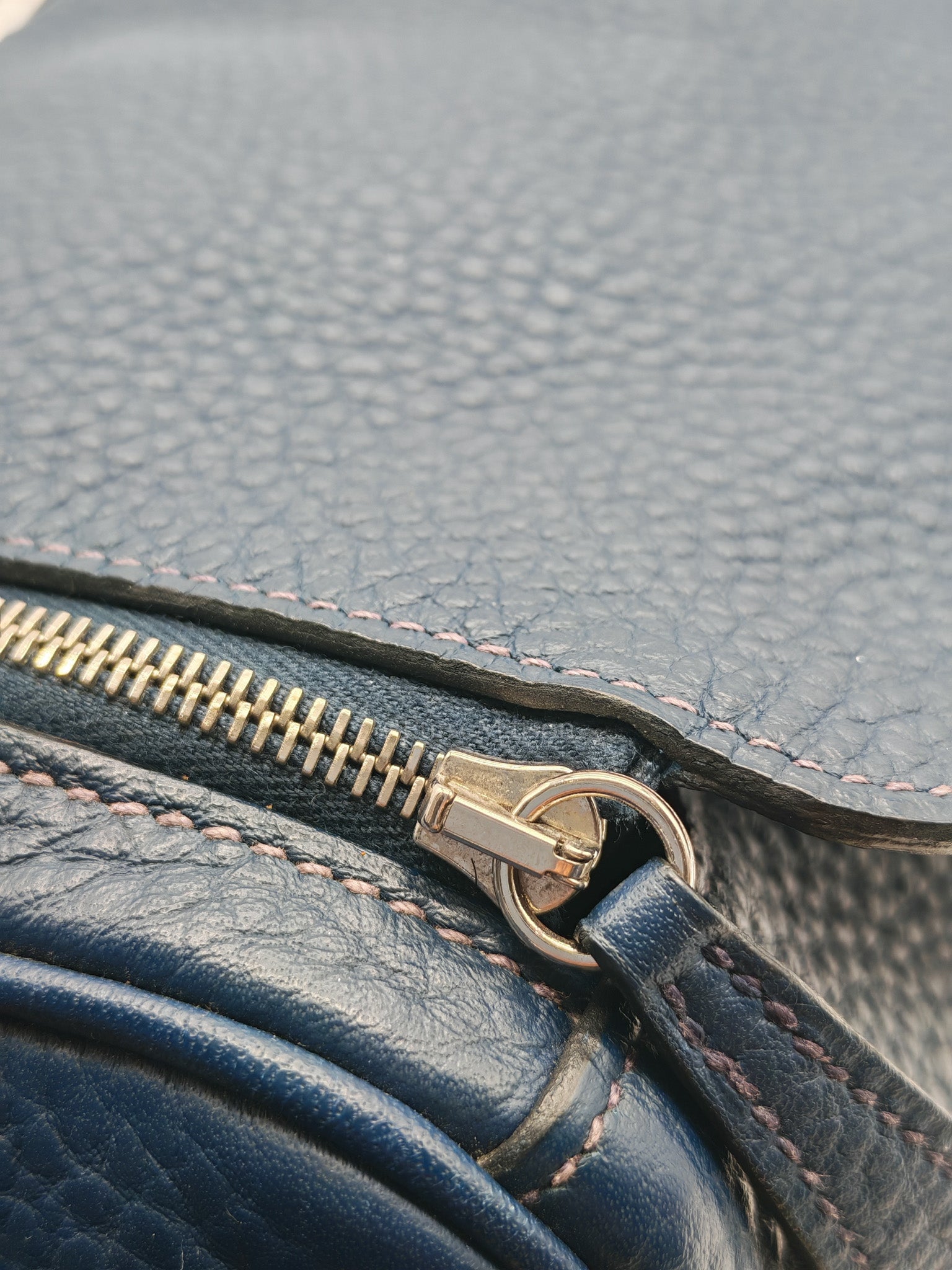 Lindy 26 in Blue Nuit Clemence Leather & Palladium Hardware Stamp Square N (2010) | Purse Maison Luxury Bags Shop