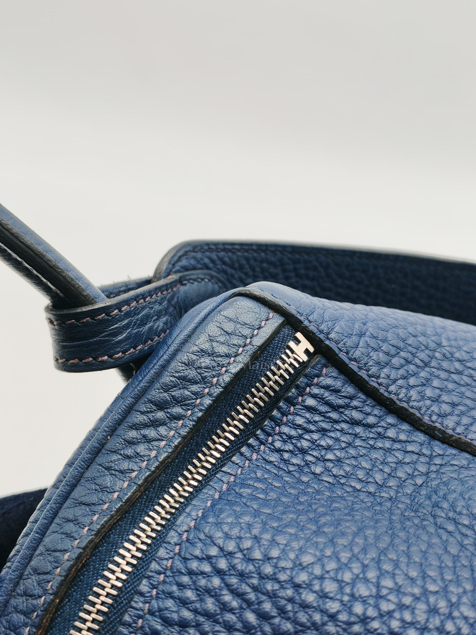 Lindy 26 in Blue Nuit Clemence Leather & Palladium Hardware Stamp Square N (2010) | Purse Maison Luxury Bags Shop