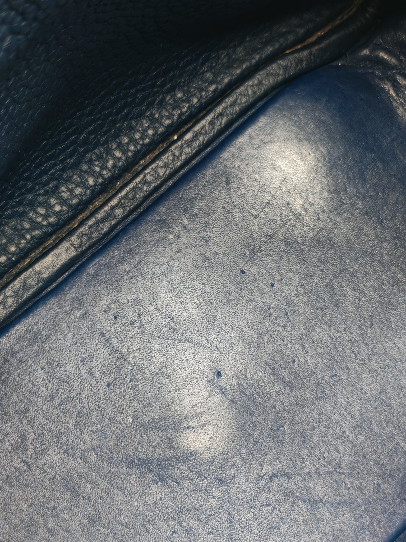 Lindy 26 in Blue Nuit Clemence Leather & Palladium Hardware Stamp Square N (2010) | Purse Maison Luxury Bags Shop