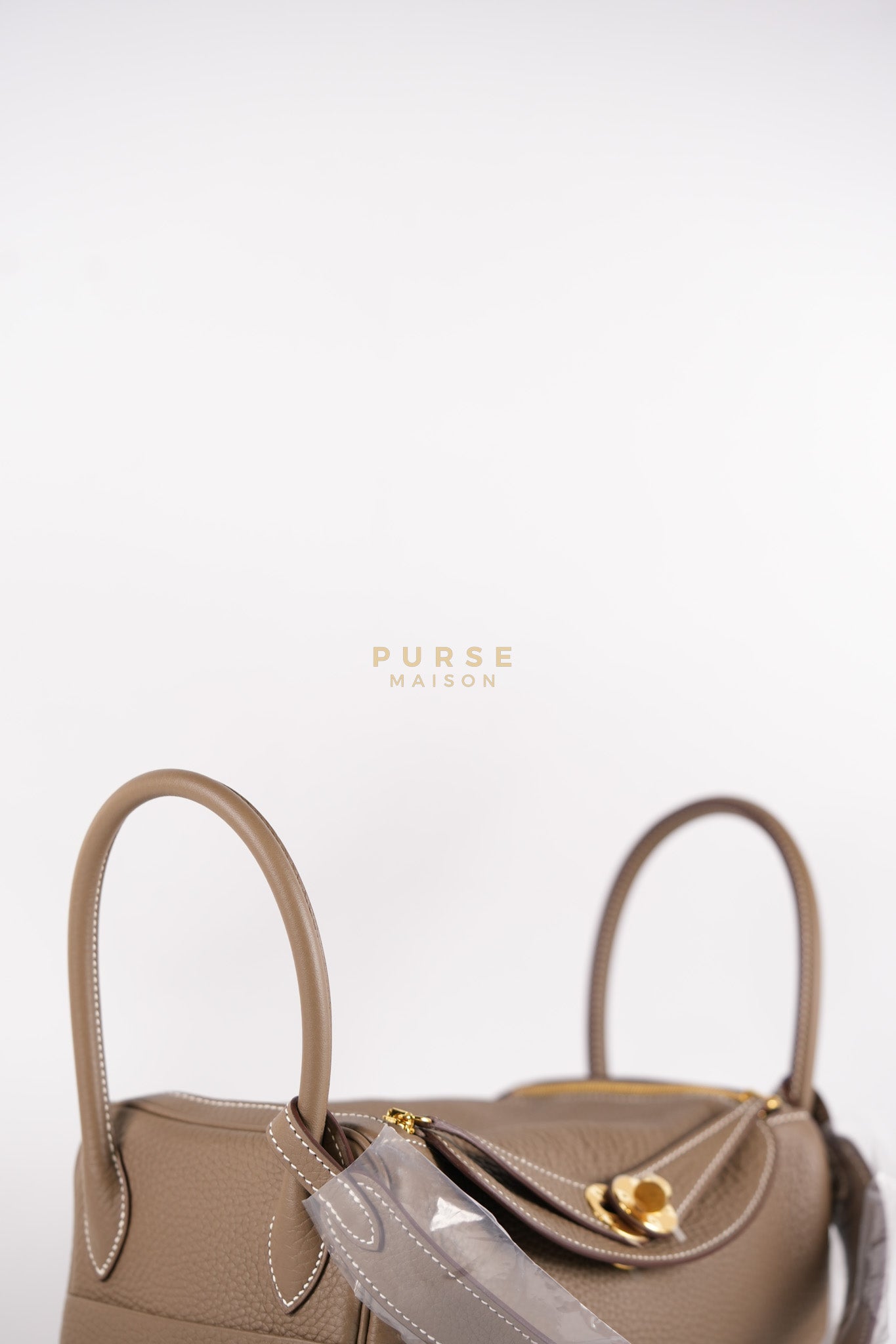 Lindy 26 in Etoupe Taurillon Clemence Leather & Gold Hardware Stamp K (2025) | Purse Maison Luxury Bags Shop