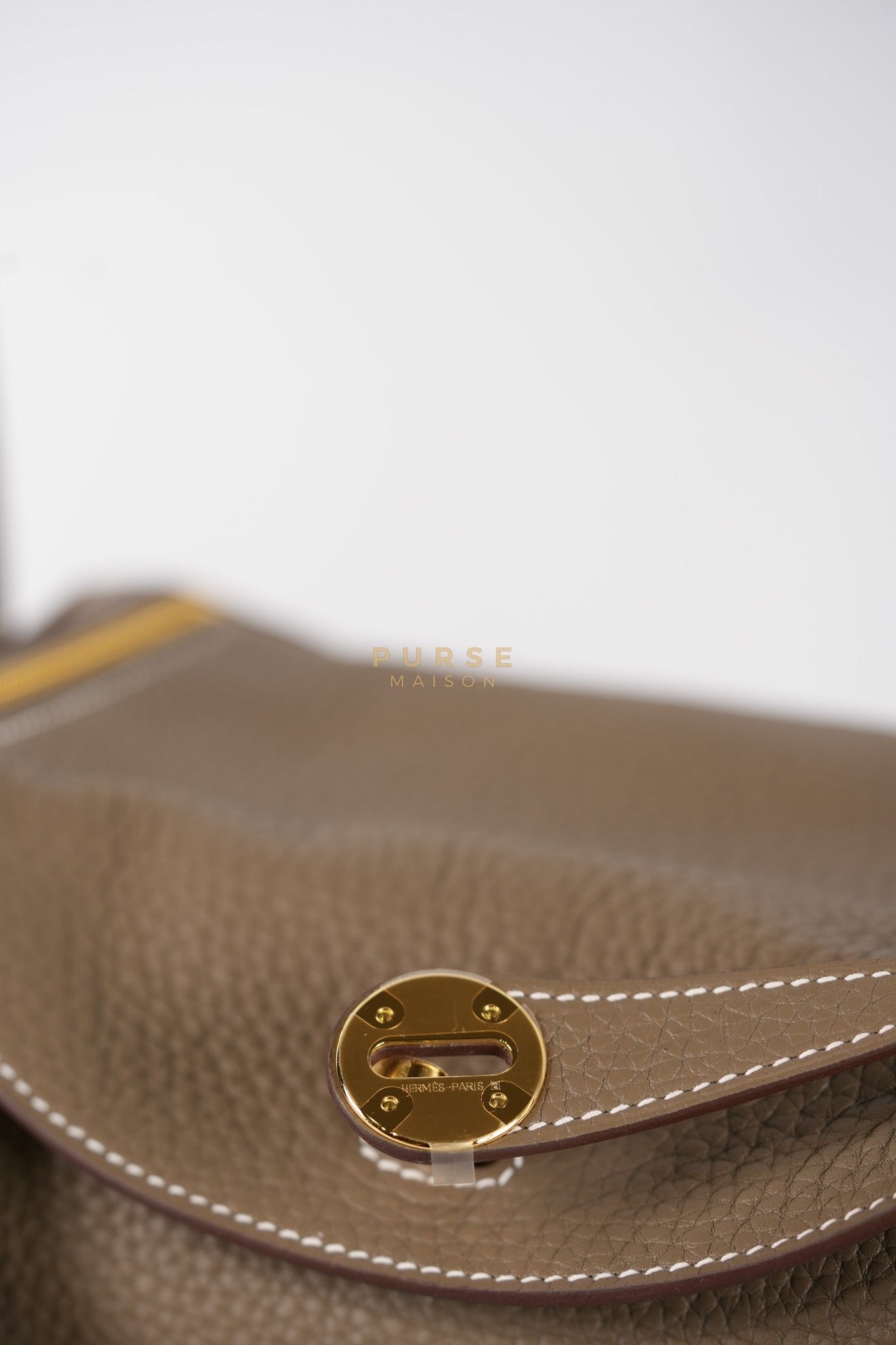 Lindy 26 in Etoupe Taurillon Clemence Leather & Gold Hardware Stamp K (2025) | Purse Maison Luxury Bags Shop
