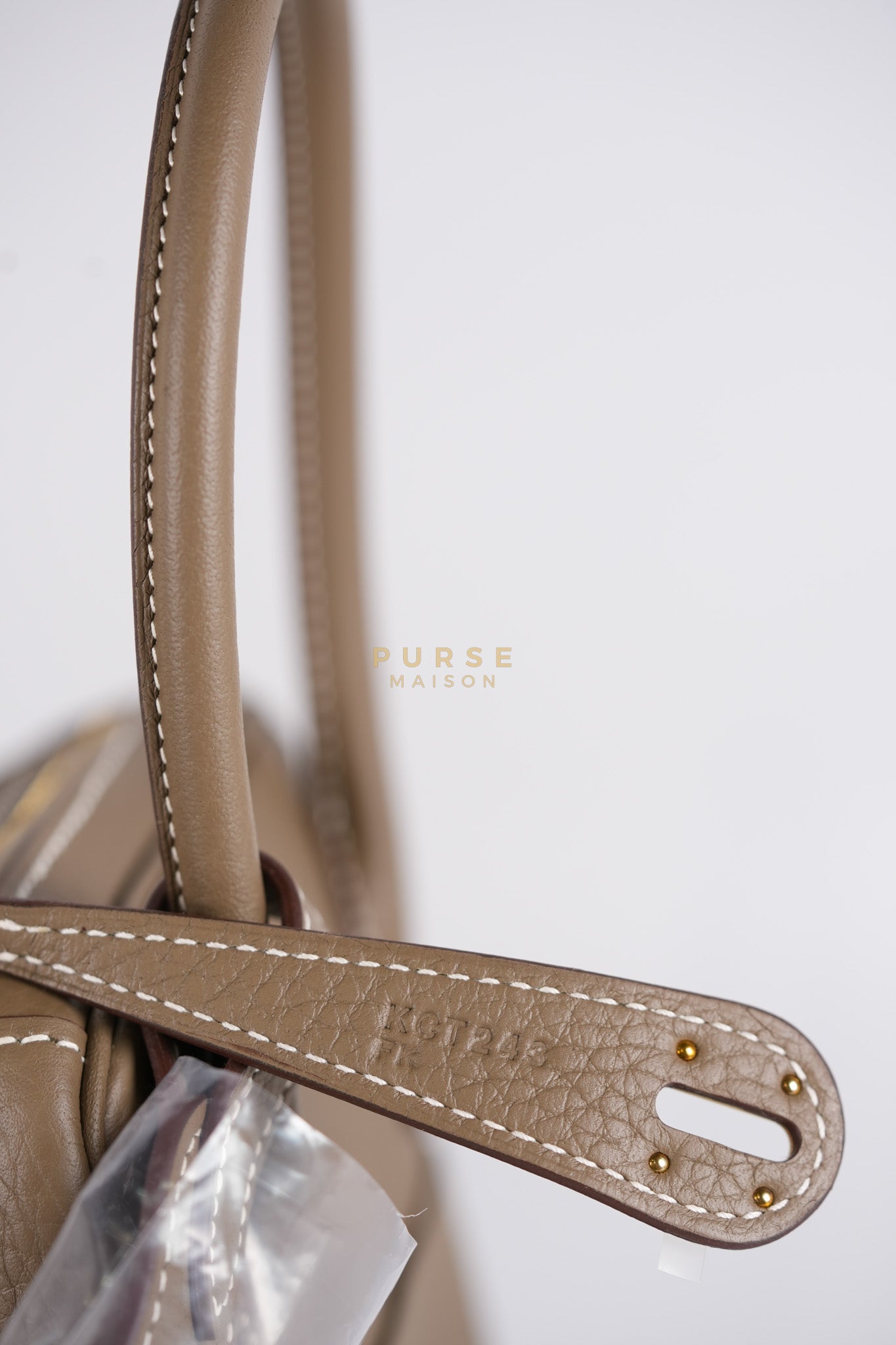 Lindy 26 in Etoupe Taurillon Clemence Leather & Gold Hardware Stamp K (2025) | Purse Maison Luxury Bags Shop