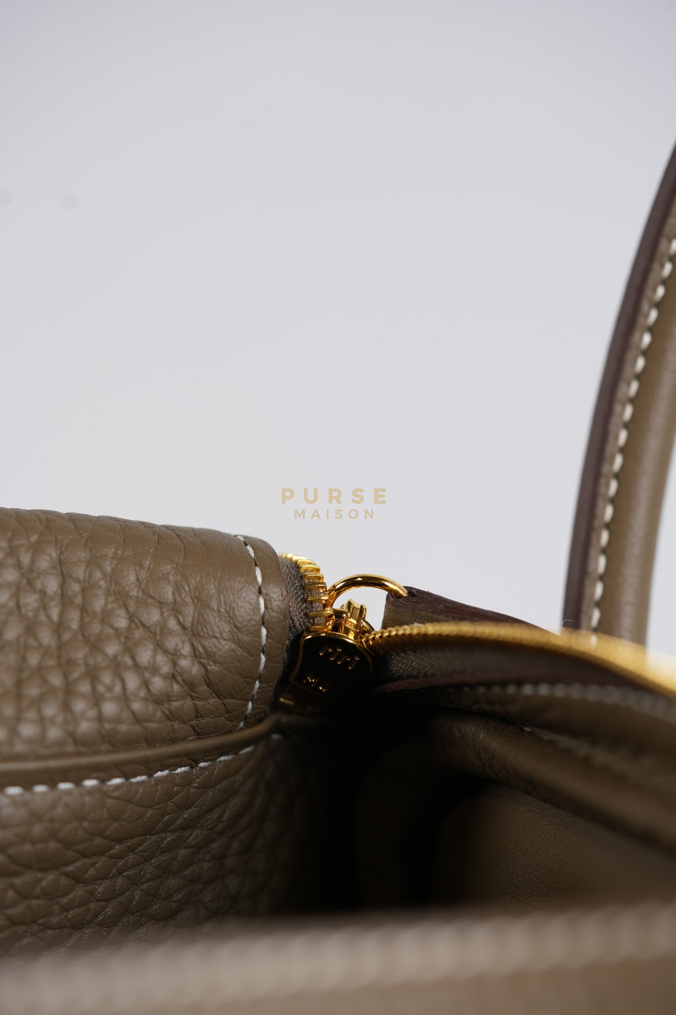 Lindy 26 in Etoupe Taurillon Clemence Leather & Gold Hardware Stamp K (2025) | Purse Maison Luxury Bags Shop