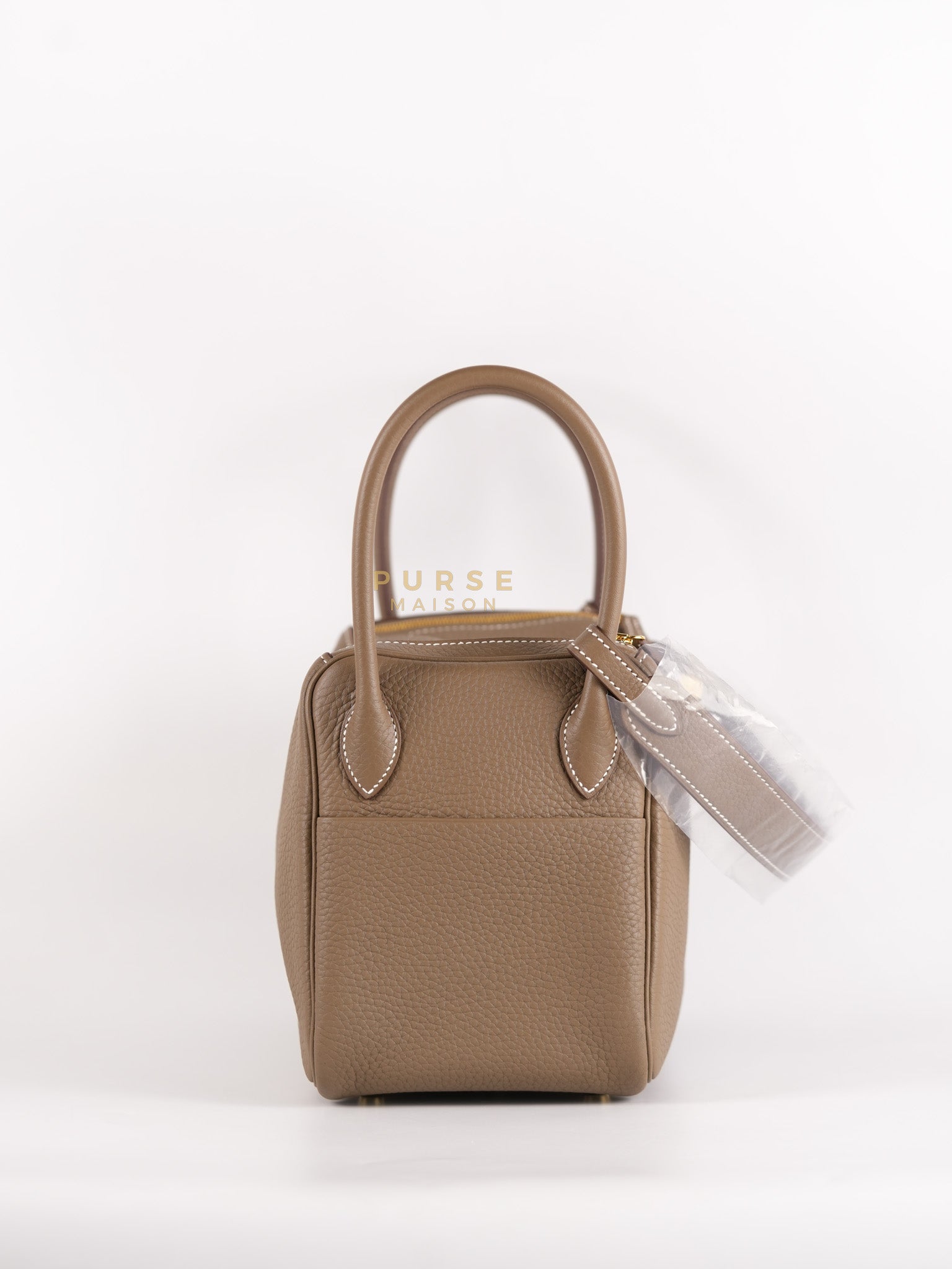 Lindy 26 in Etoupe Taurillon Clemence Leather & Gold Hardware Stamp K (2025) | Purse Maison Luxury Bags Shop