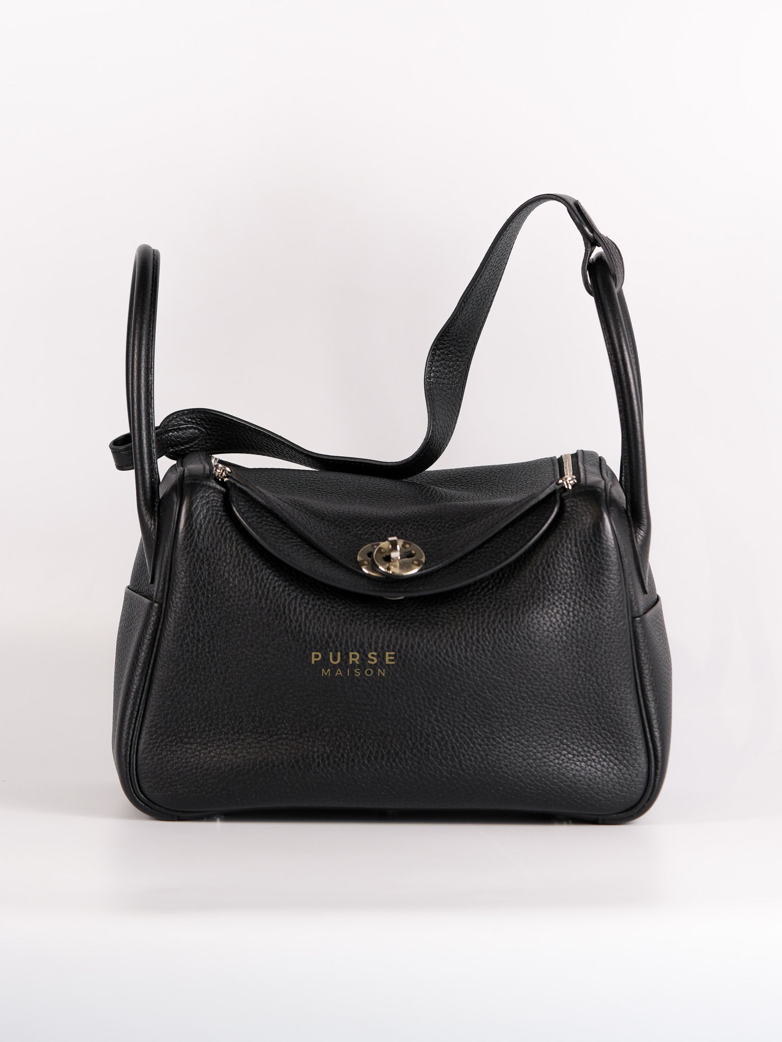 Lindy 26 in Noir Clemence Leather Palladium Hardware Stamp D(2019) | Purse Maison Luxury Bags Shop