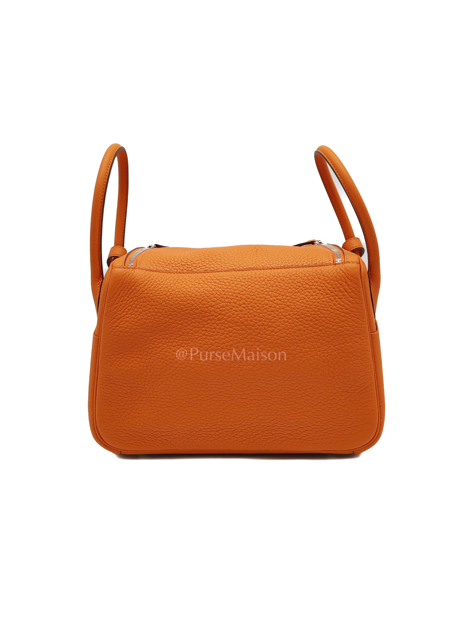Lindy 26 in Orange Clemence Leather and Palladium Hardware Stamp B (2023) | Purse Maison Luxury Bags Shop