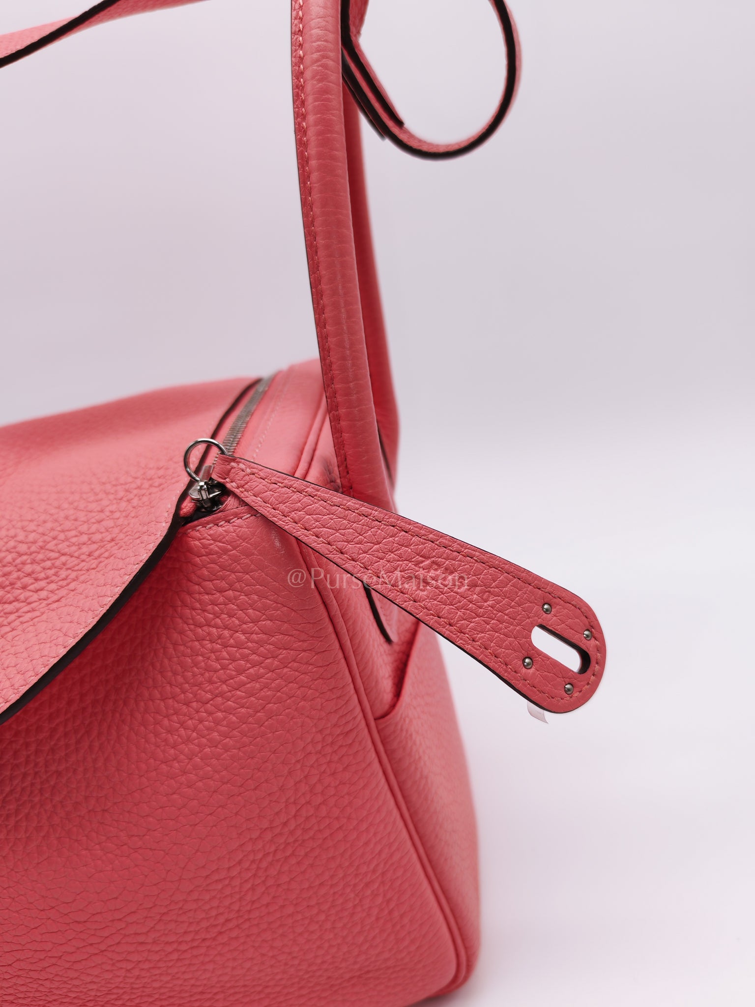 Lindy 26 in Rose Azalee Clemence Leather and Palladium Hardware Stamp Z (2021) | Purse Maison Luxury Bags Shop