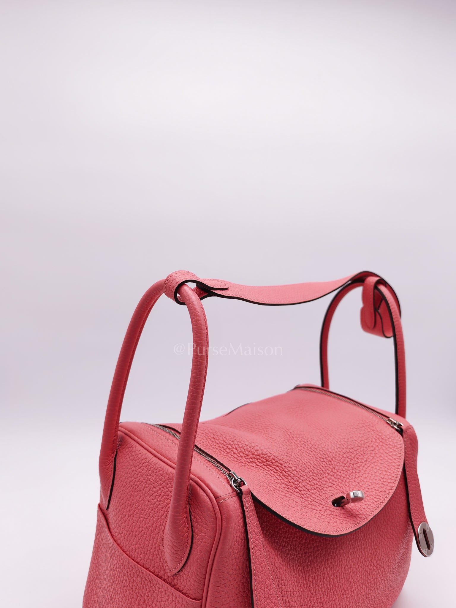 Lindy 26 in Rose Azalee Clemence Leather and Palladium Hardware Stamp Z (2021) | Purse Maison Luxury Bags Shop